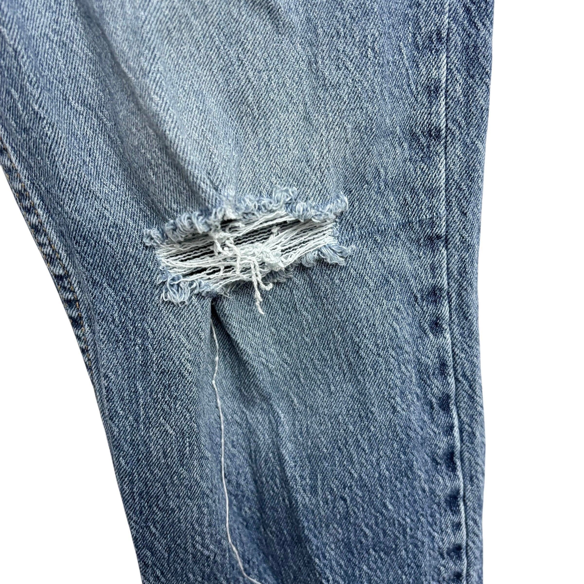 Levis 502 Jeans W38 L36 Mens Light Blue Regular Tapered Fit Stretch Distressed