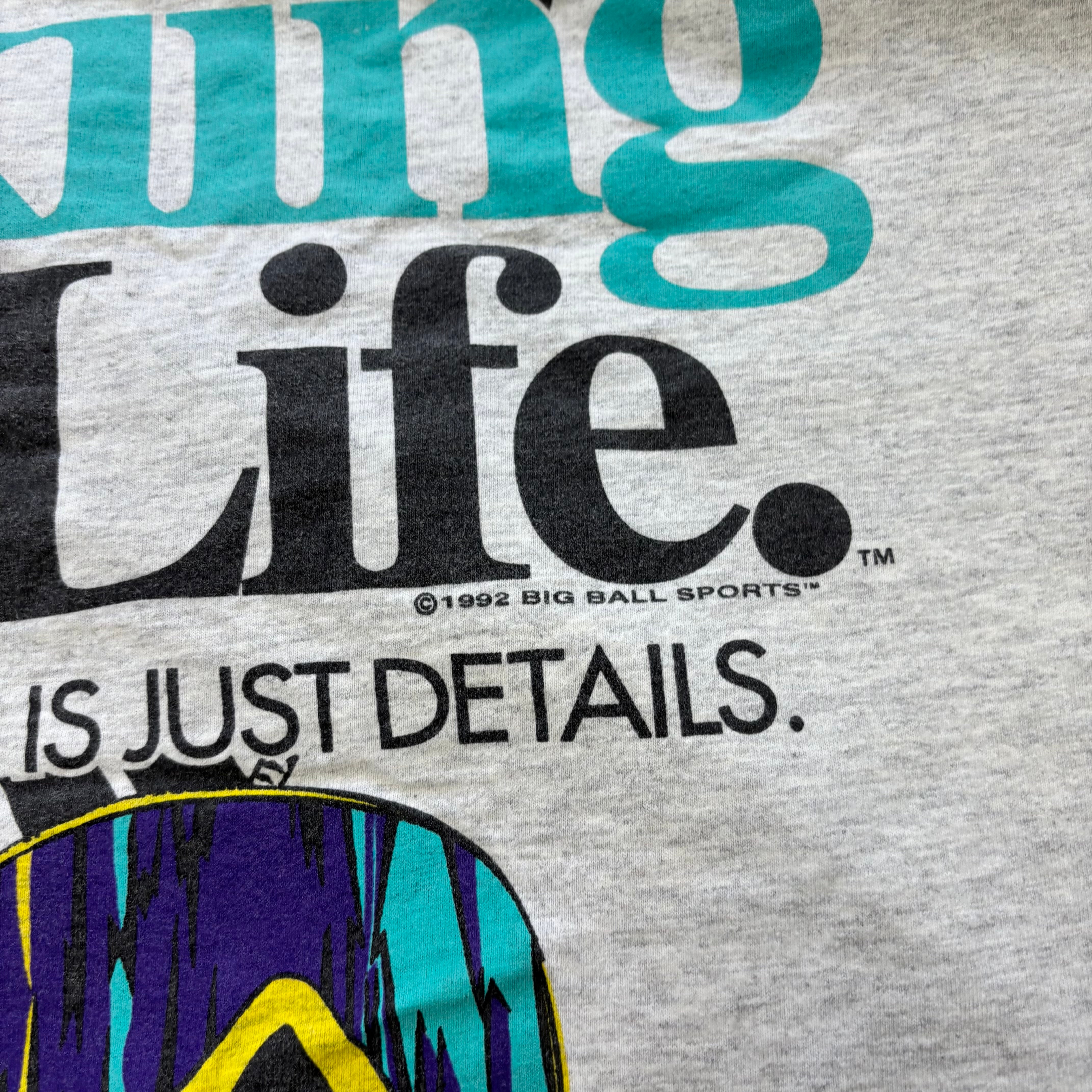 Vintage T Shirt Mens XL Grey Single Stitch Graphic Print 90s USA Skiing