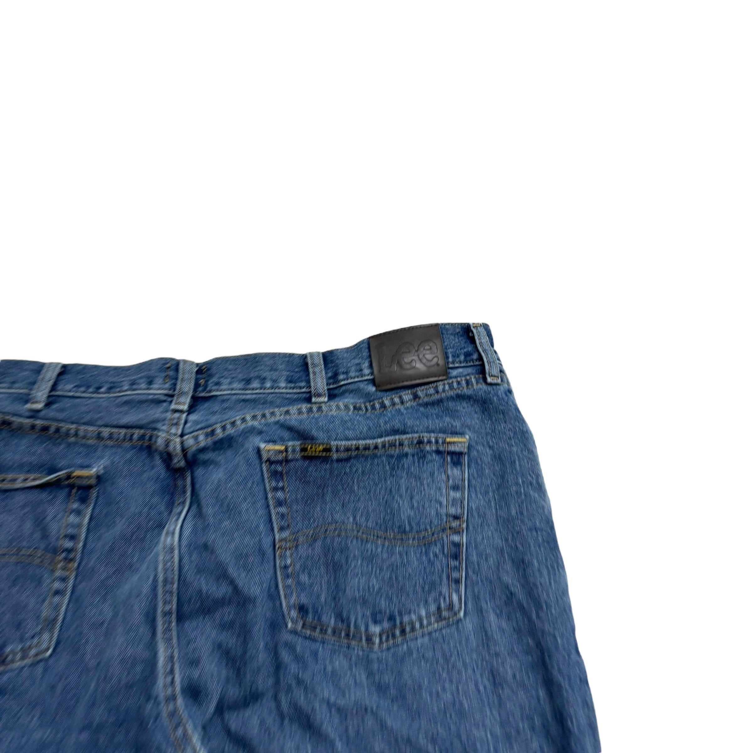 Lee Jeans W42 L32 Mens Mid Blue Relaxed Straight Fit Denim (E)