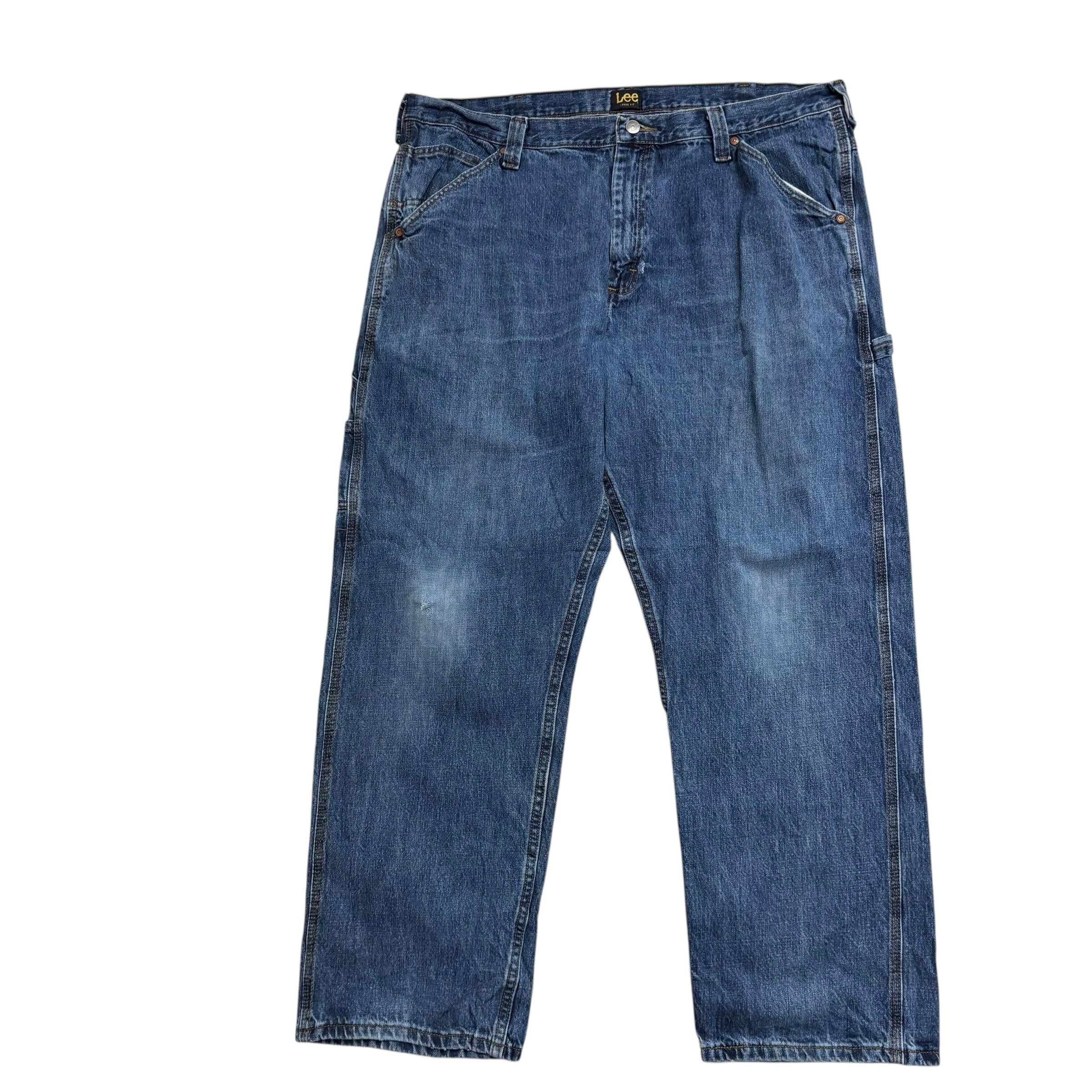 Lee Carpenter Jeans W40 L30 Mens Mid Blue Relaxed Straight Vintage Denim (F)