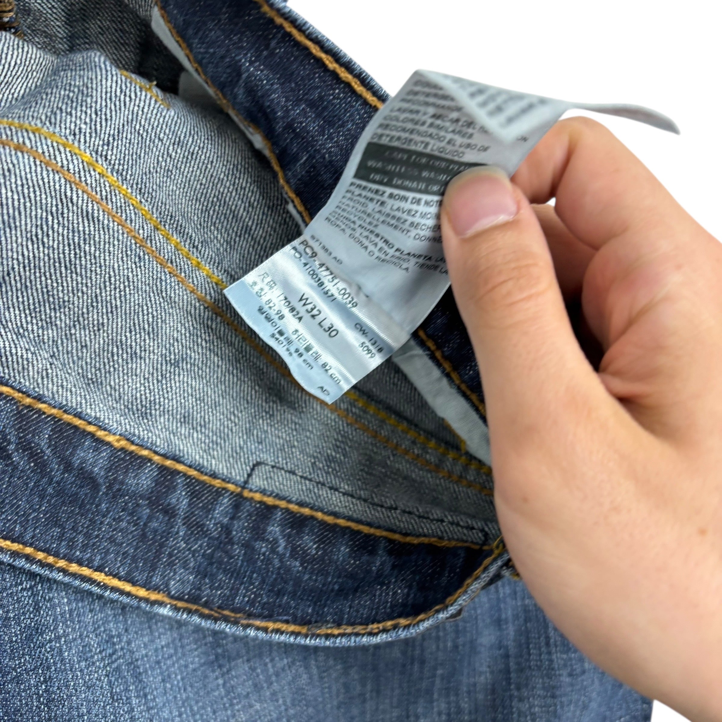 Levis Denizen Jeans W33 L30 Mens Dark Blue Athletic Fit Stretch Denim (E)