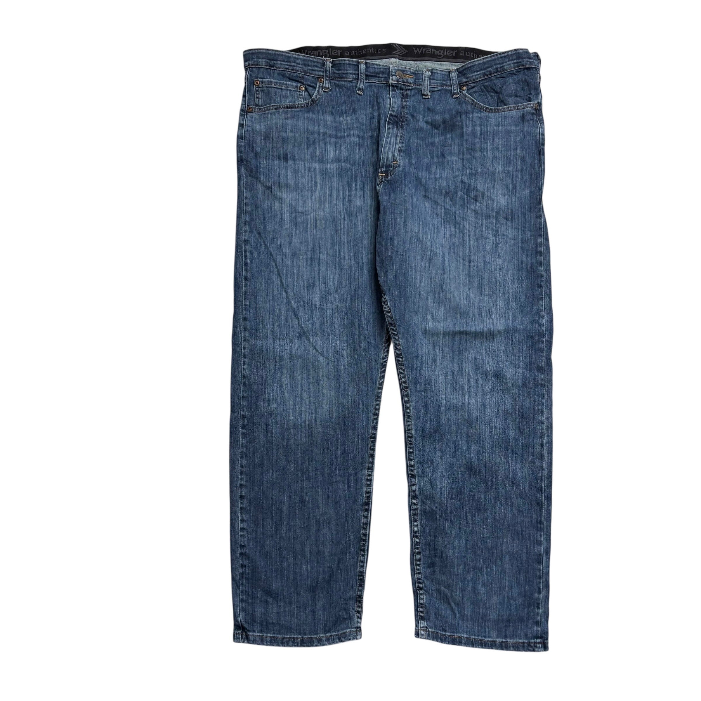 Wrangler Jeans W44 L30 Mens Mid Blue Regular Straight Fit Stretch Denim (E)