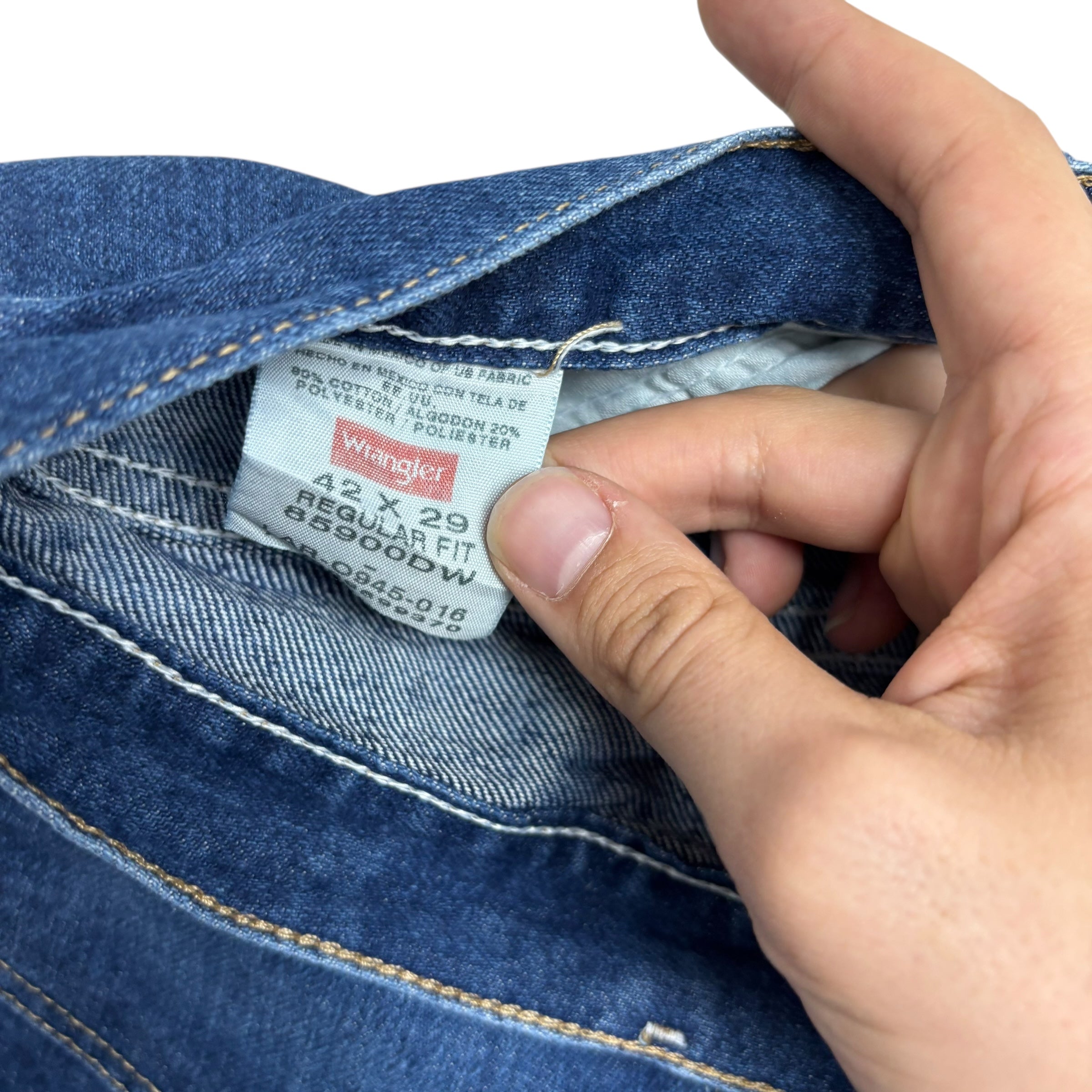 Wrangler Jeans W42 L29 Mens Dark Blue Regular Straight Fit Denim