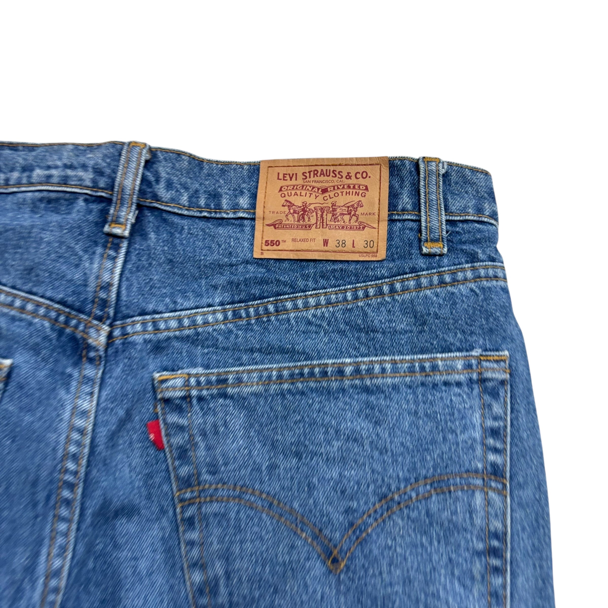 Levis 550 Jeans W38 L30 Mens Mid Blue Baggy Relaxed Straight Fit Vintage (E)