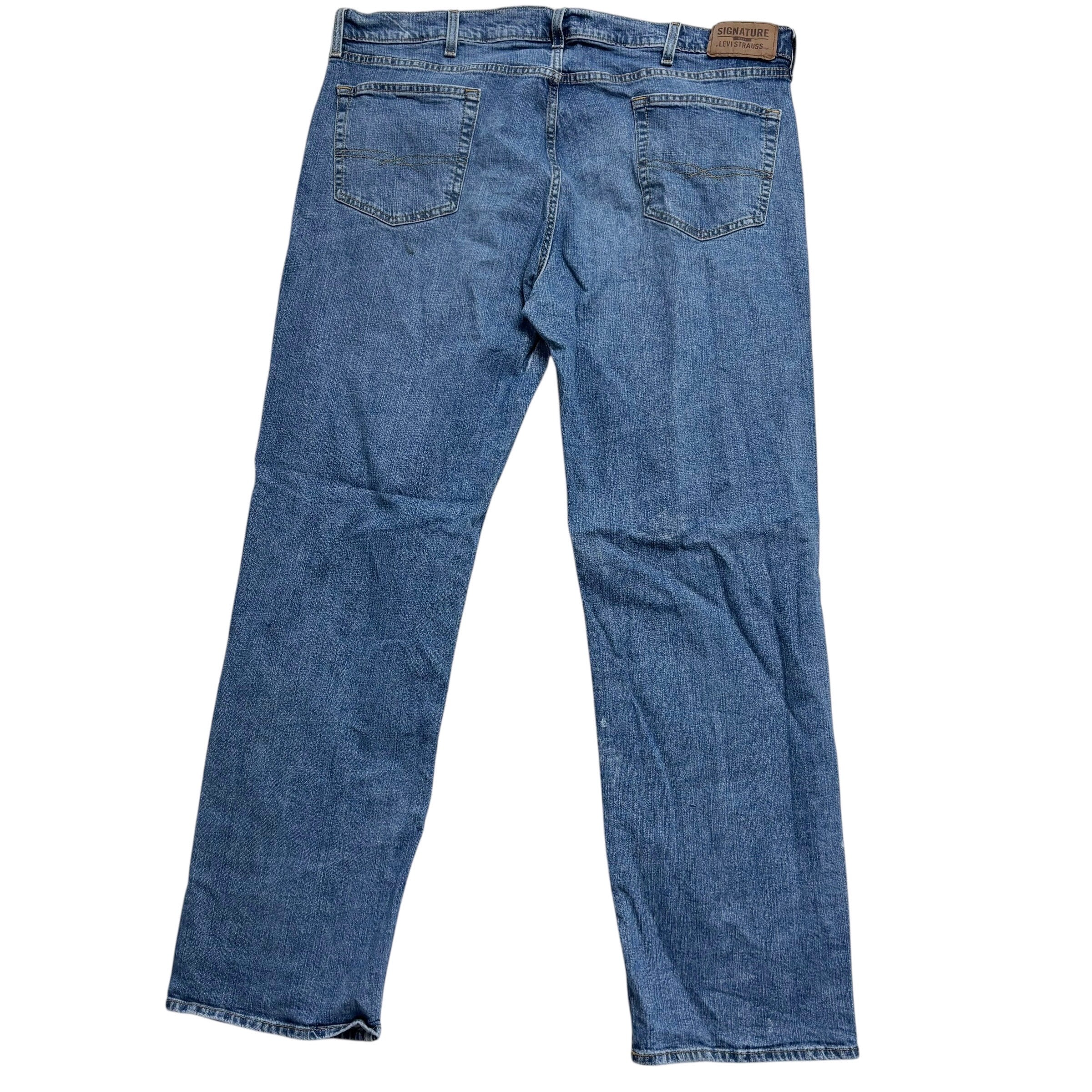 Levis Signature Jeans W42 L34 Mens Mid Blue Relaxed Straight Fit Stretch Denim