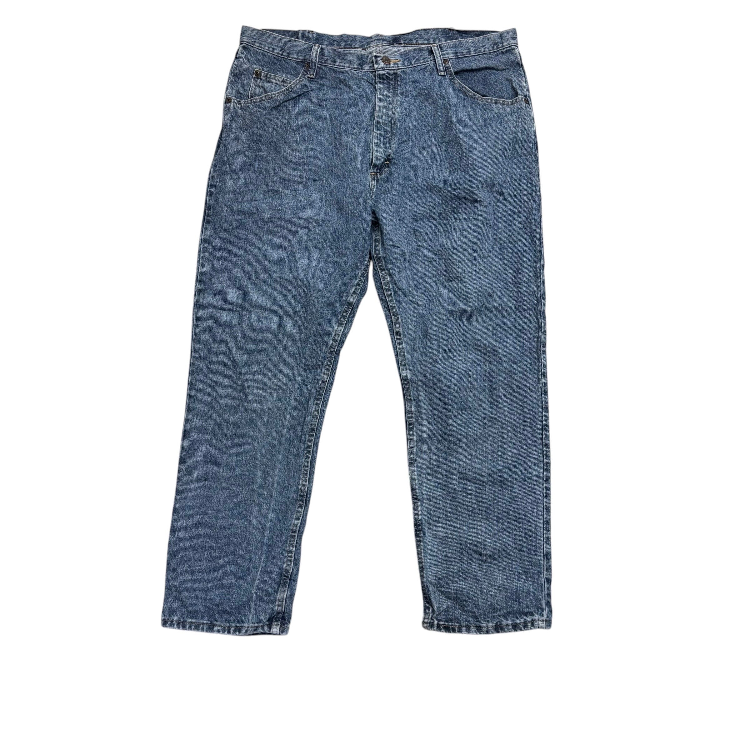 Wrangler Jeans W40 L30 Mens Mid Blue Regular Straight Fit Denim (E)