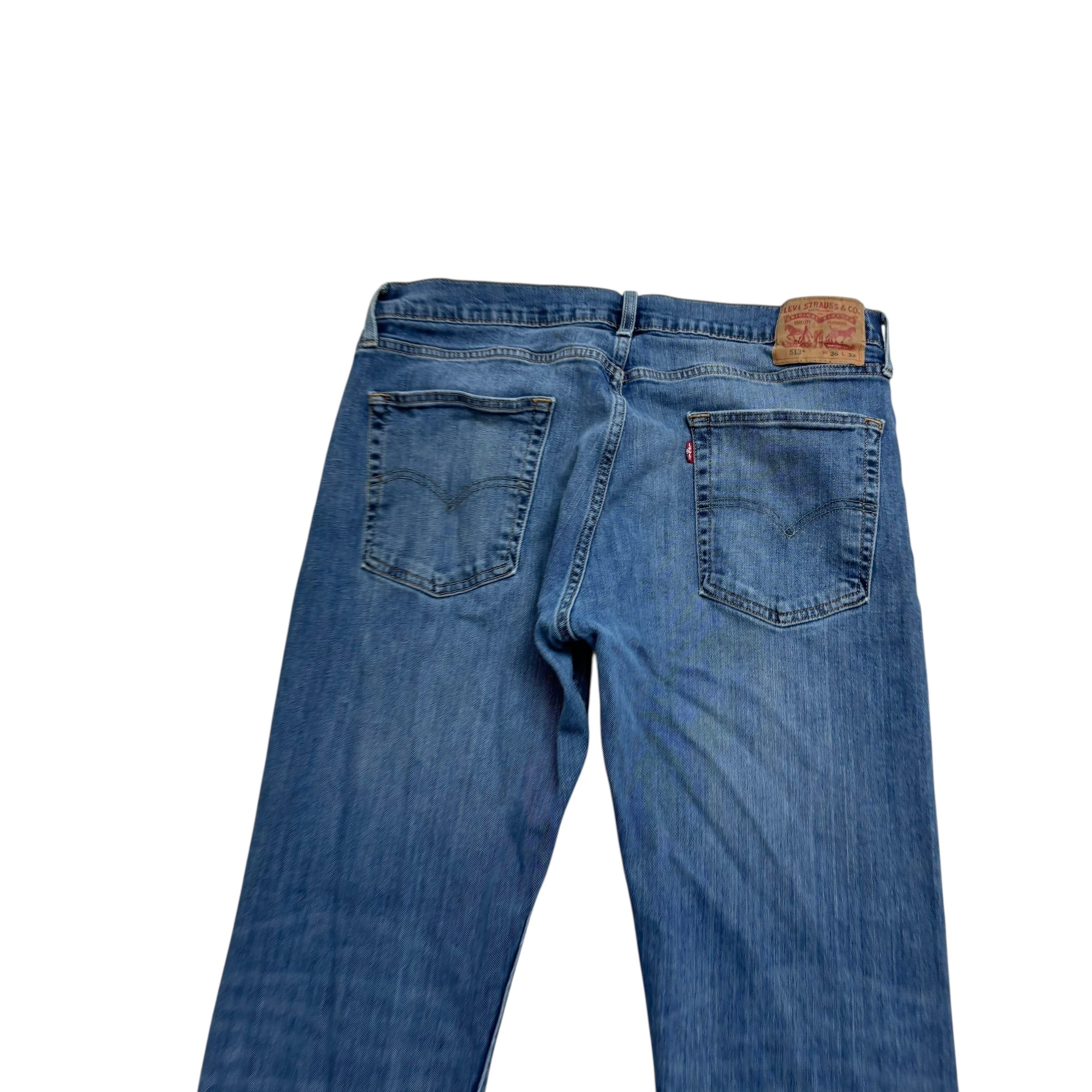 Levis 513 Jeans W36 L32 Mens Mid Blue Slim Straight Fit Stretch Denim