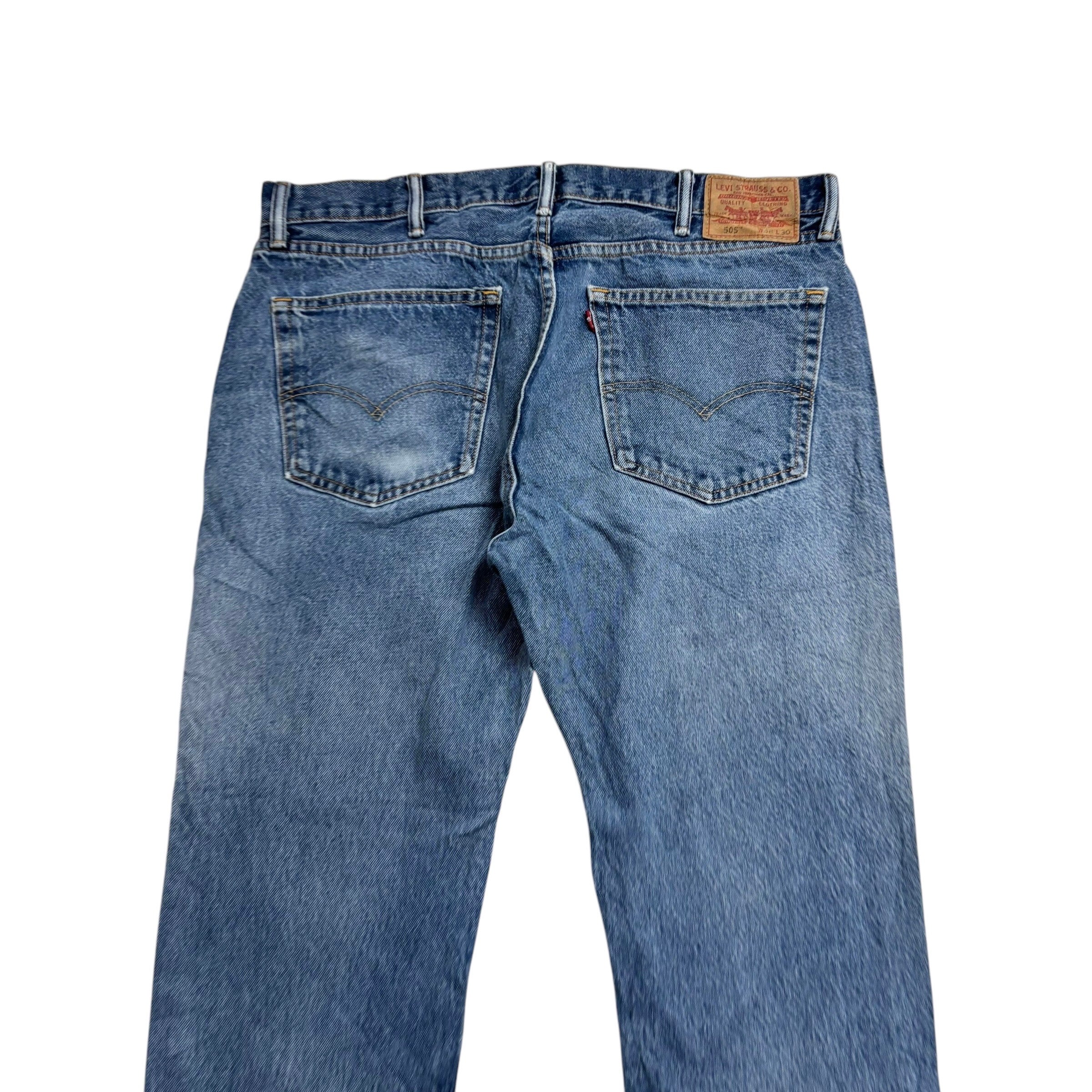 Levis 505 Jeans W38 L30 Mens Mid Blue Regular Straight Fit Vintage Denim