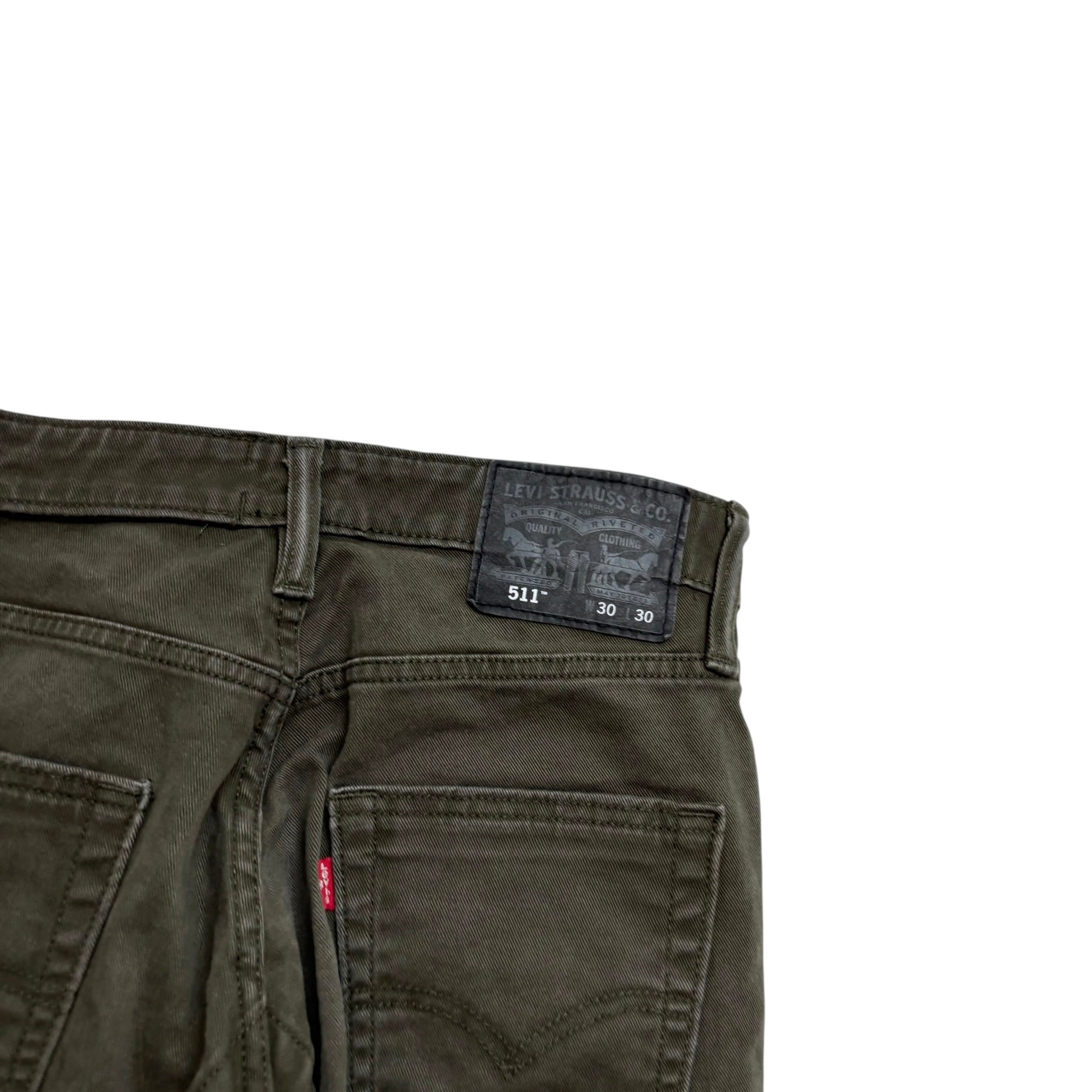 Levis 511 Commuter Jeans W29 L26 Mens Green Slim Fit Stretch Denim
