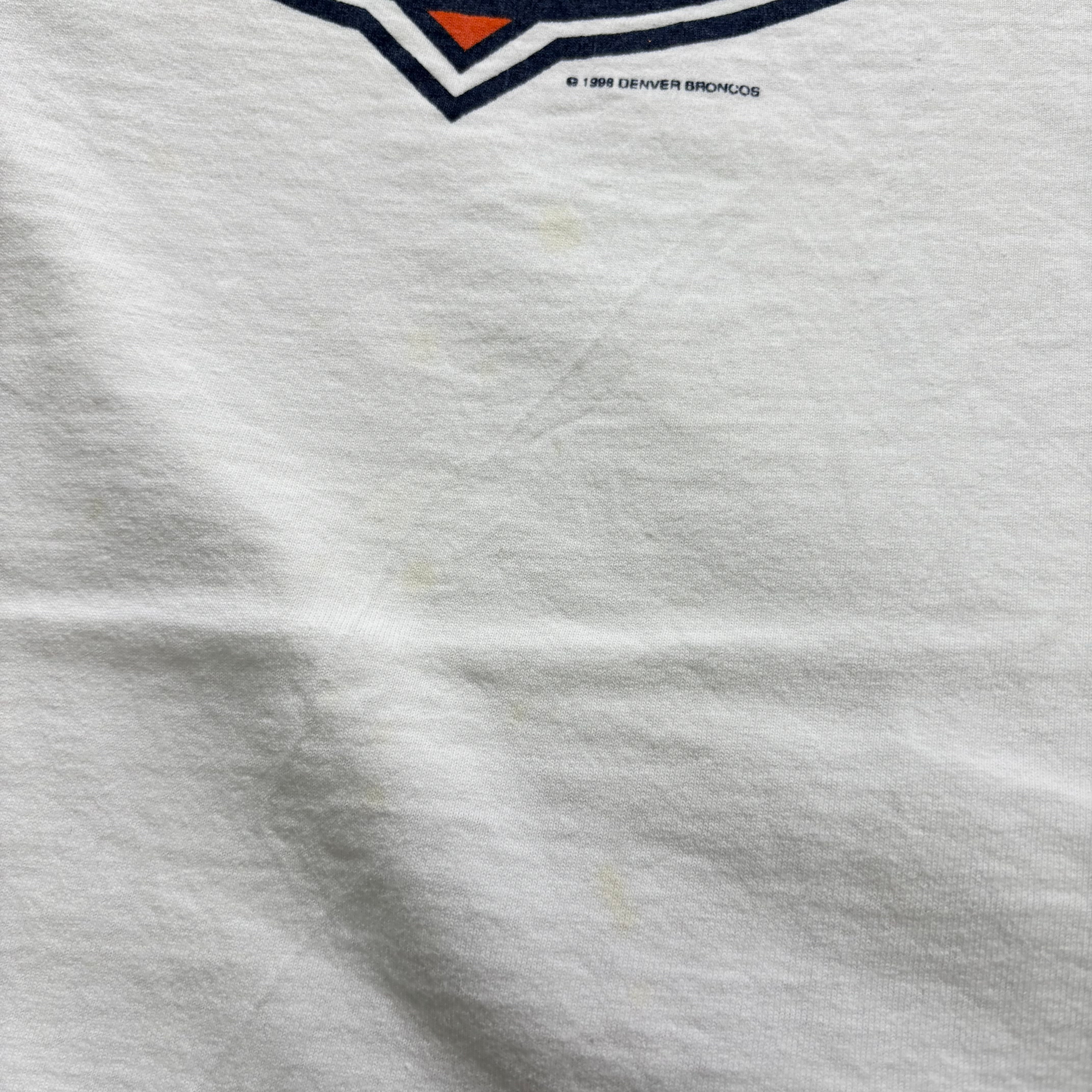 Vintage T Shirt Mens XL White Single Stitch Graphic Print 90s NFL Broncos