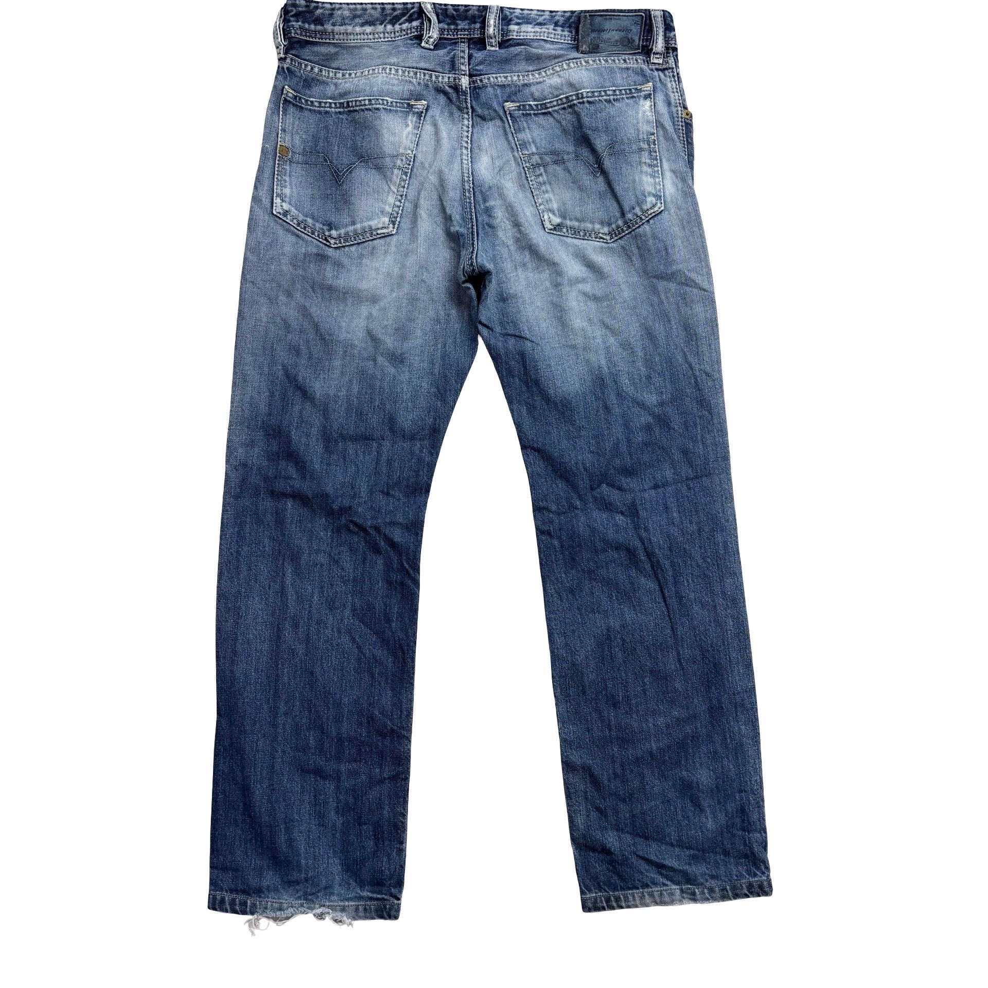 Diesel Waykee Jeans W32 L28 Mens Mid Blue Regular Straight Fit Denim (F)