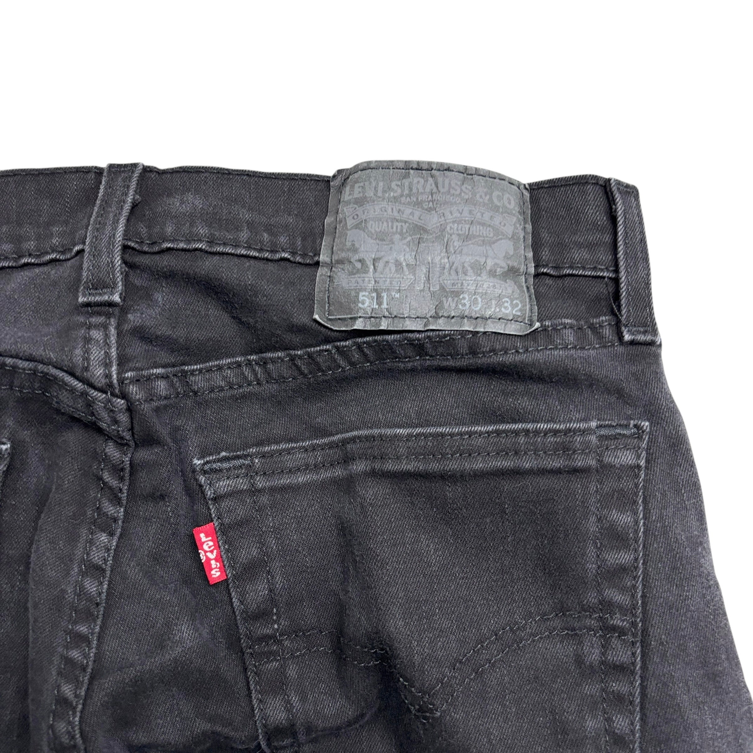 Levis 511 Jeans W30 L32 Mens Black Slim Fit Stretch Denim (E)