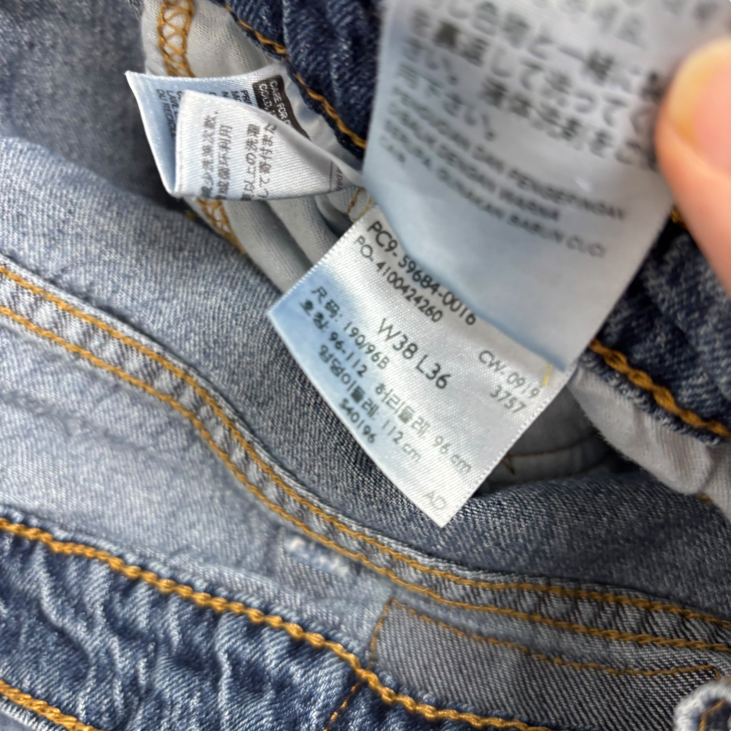 Levis 502 Jeans W38 L36 Mens Light Blue Regular Tapered Fit Stretch Distressed