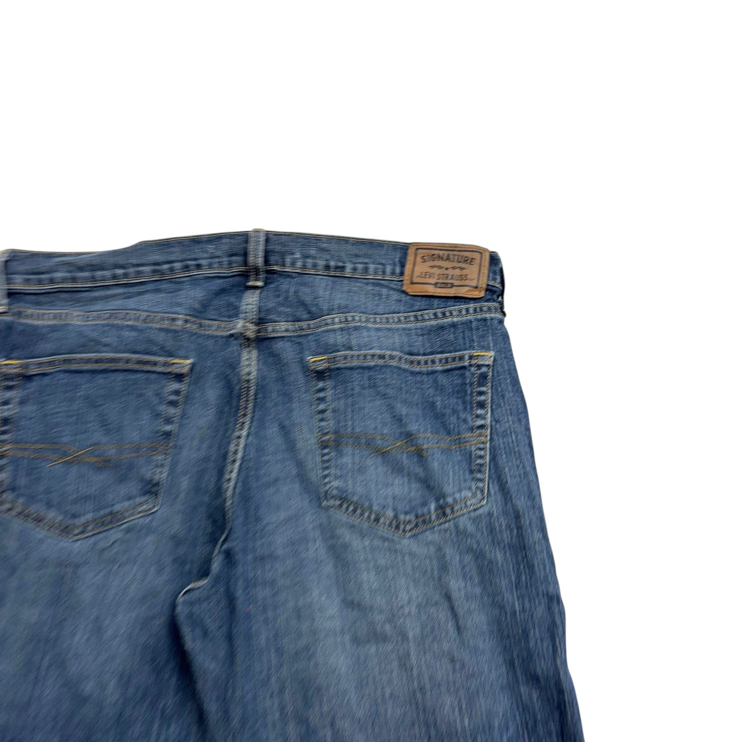 Levis Signature Jeans W36 L32 Mens Mid Blue Relaxed Straight Stretch Denim (E)