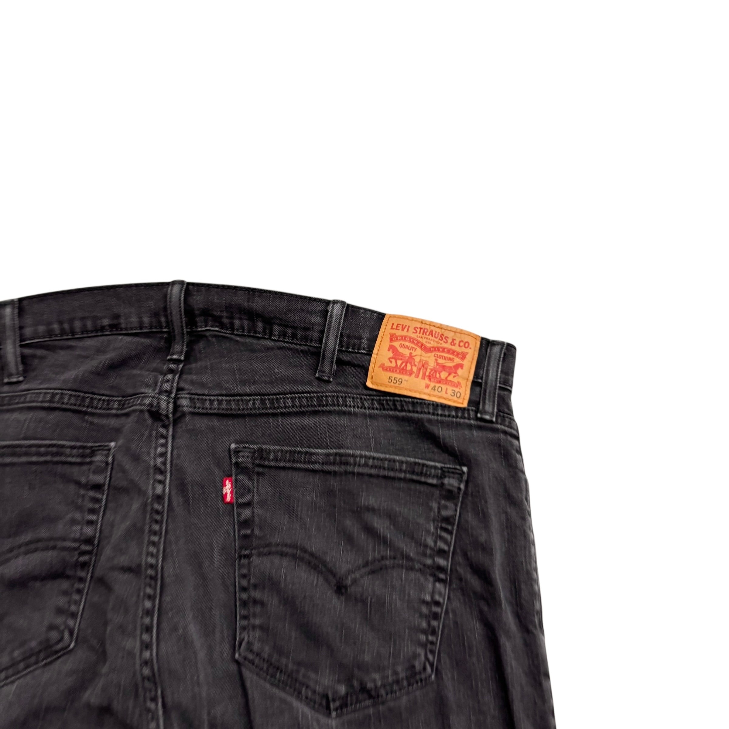 Levis 559 Jeans W40 L29 Mens Black Relaxed Straight Fit Stretch Denim (F)