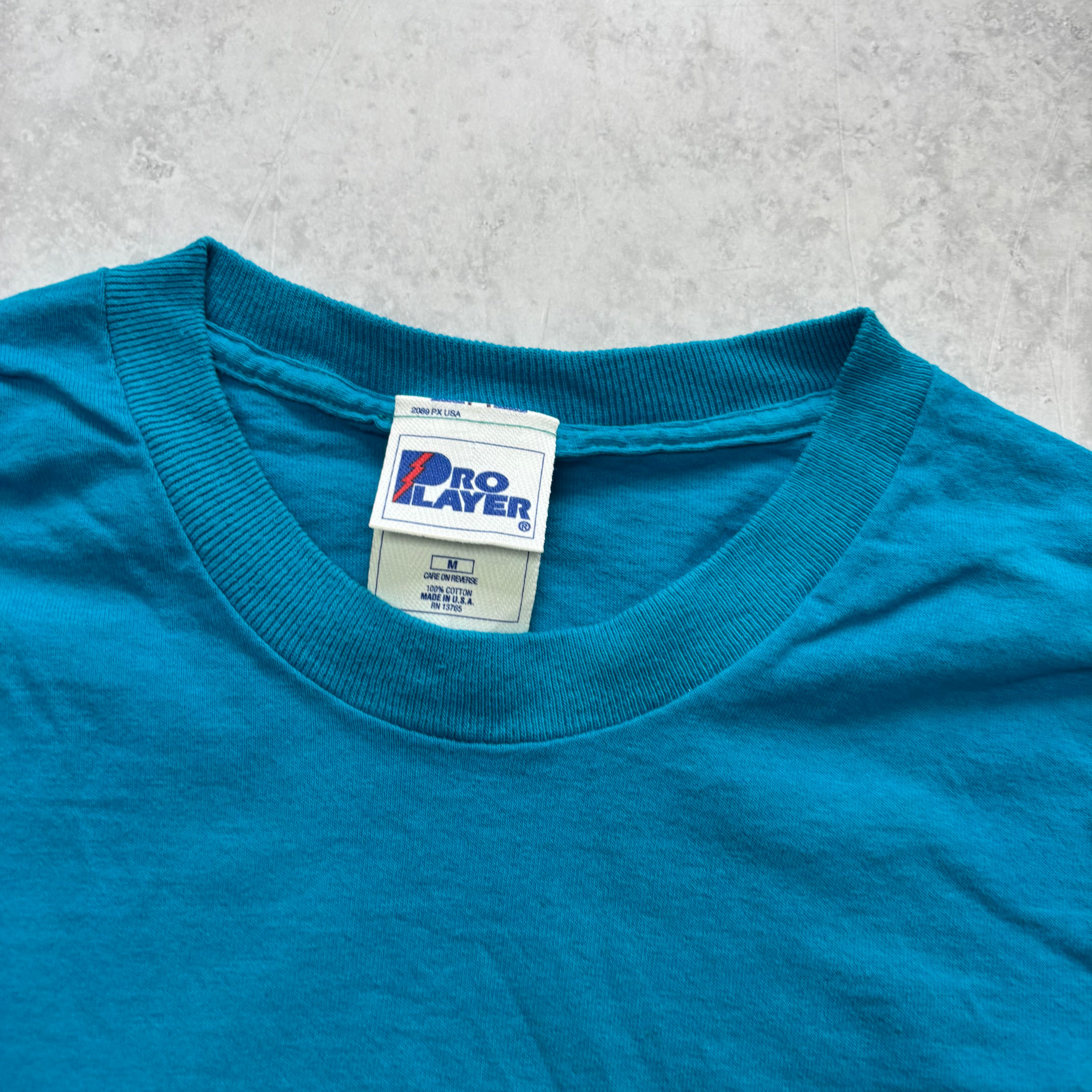 Vintage T Shirt Mens Medium Blue Single Stitch Graphic Print 90s Super Bowl (E)