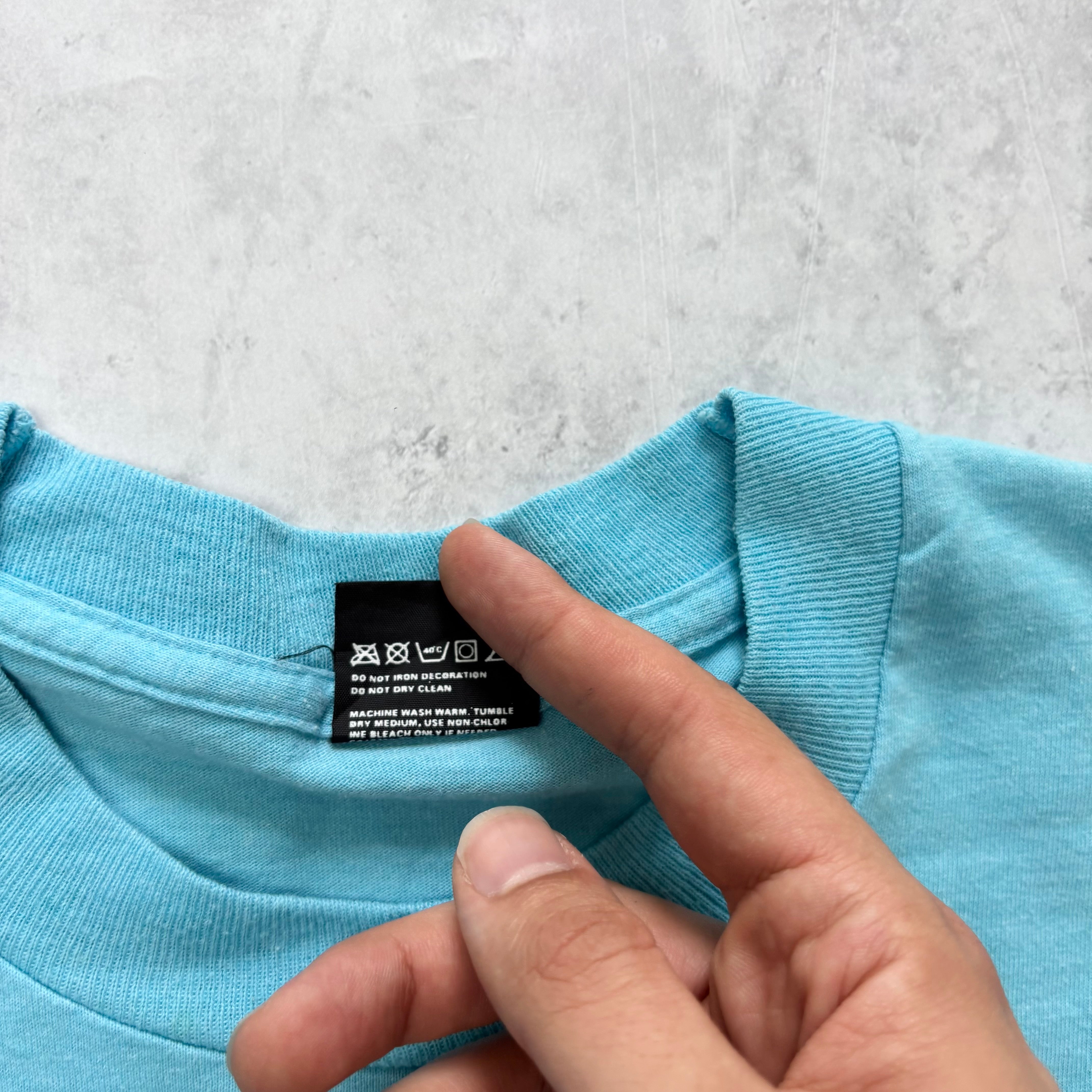 Vintage T Shirt Mens Small Blue Single Stitch Graphic Print 90s USA (E)