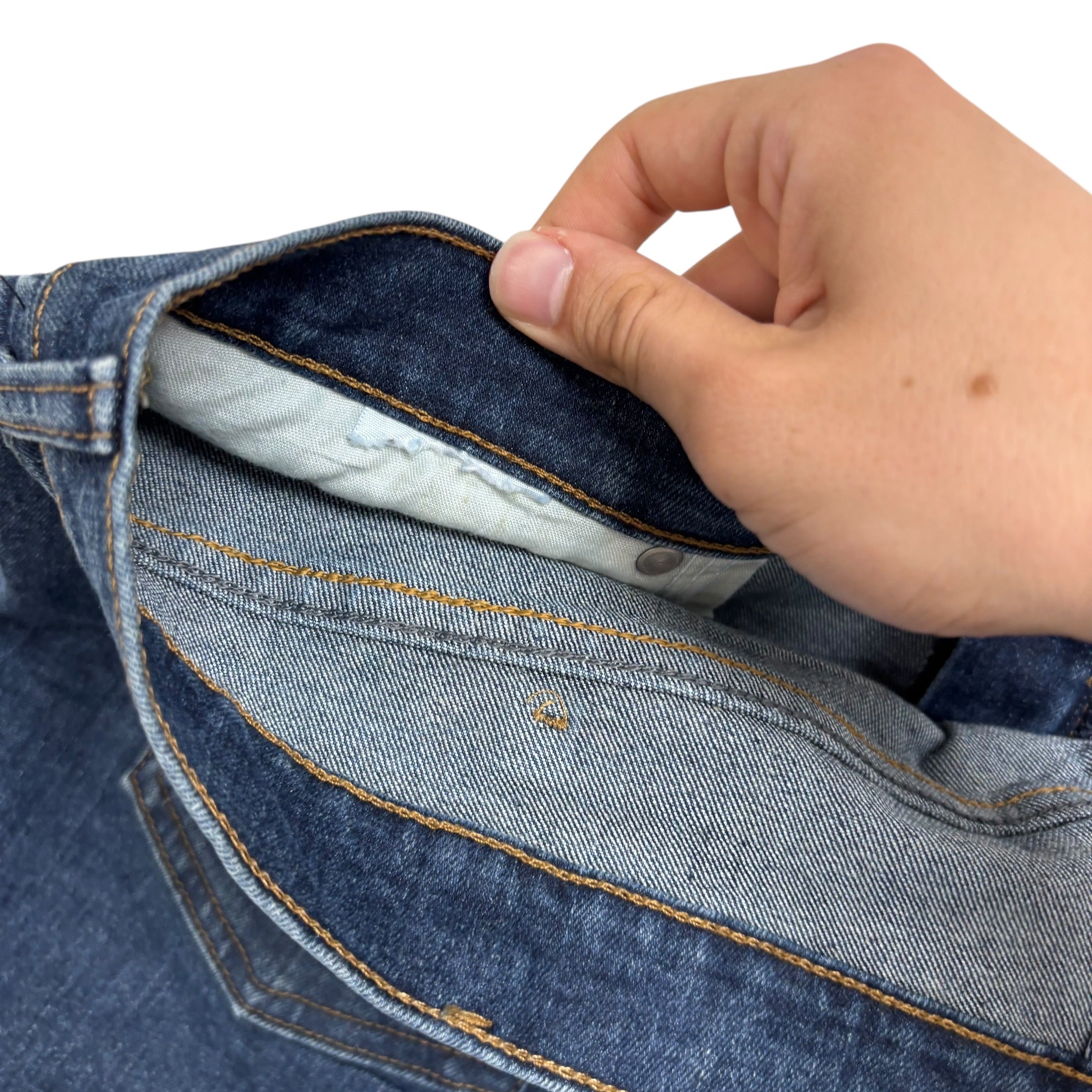 Wrangler Jeans W38 L32 Mens Dark Blue Relaxed Straight Fit Stretch Denim (E)