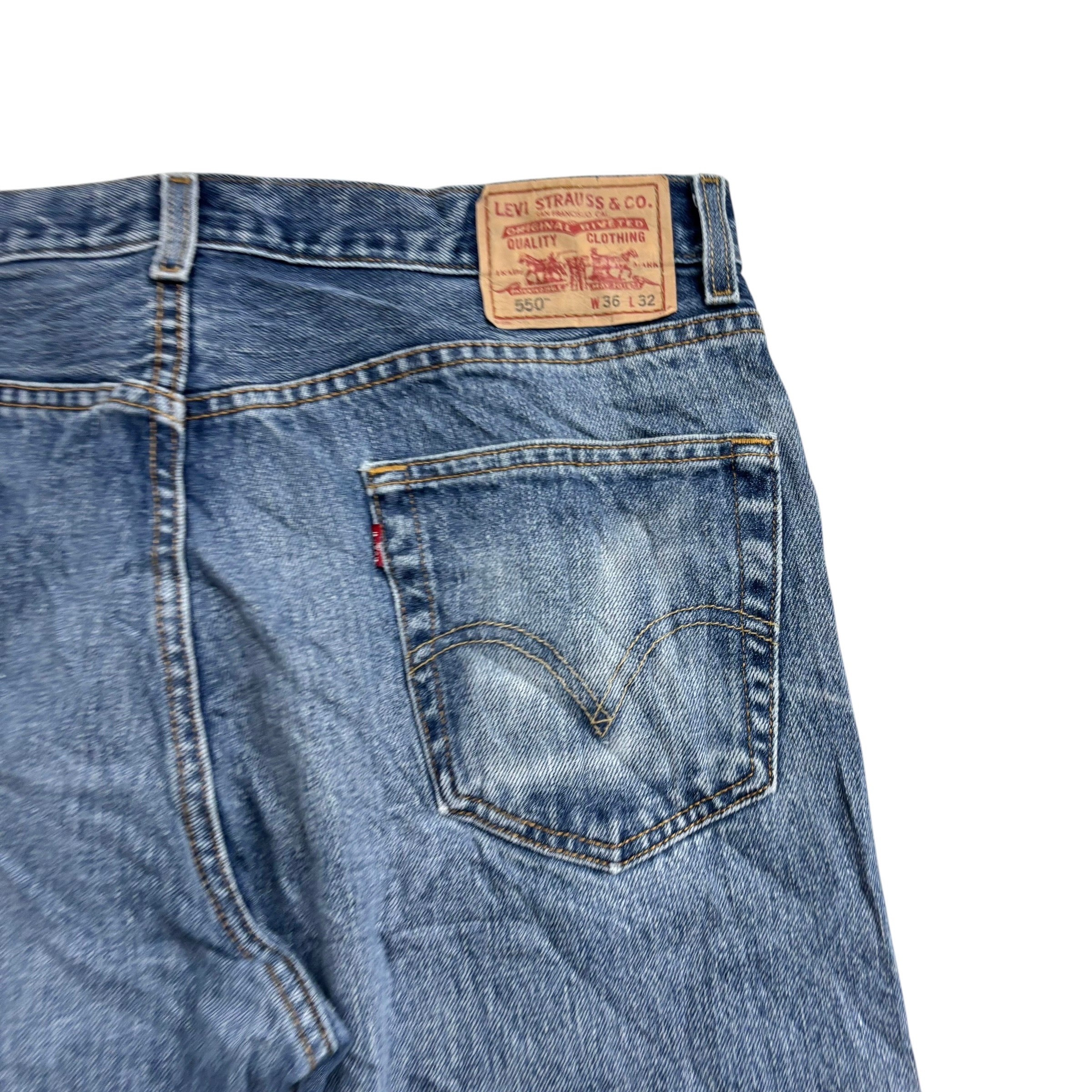 Levis 550 Jeans W36 L32 Mens Mid Blue Baggy Relaxed Straight Vintage Denim (E)