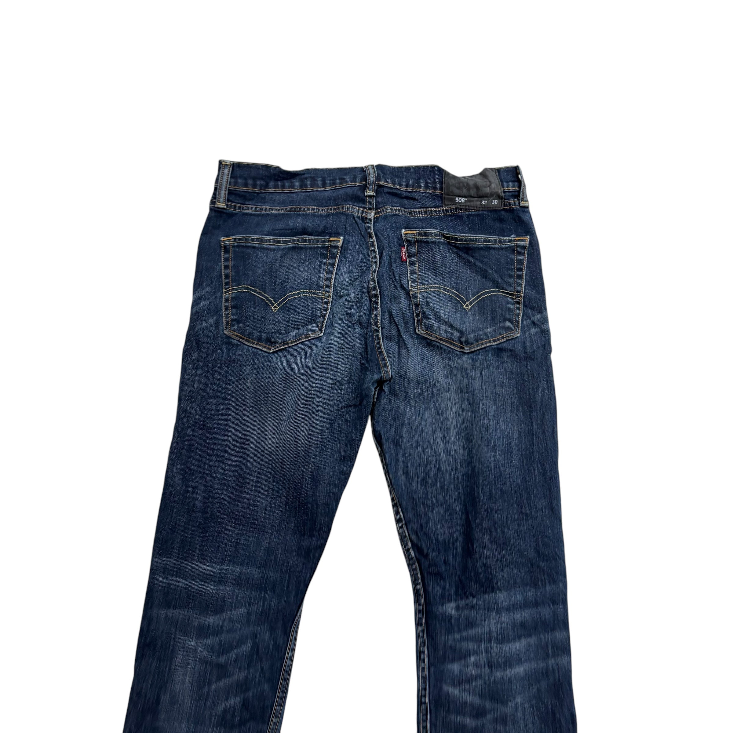Levis 508 Jeans W32 L29 Mens Dark Blue Regular Tapered Fit Stretch Denim (F)