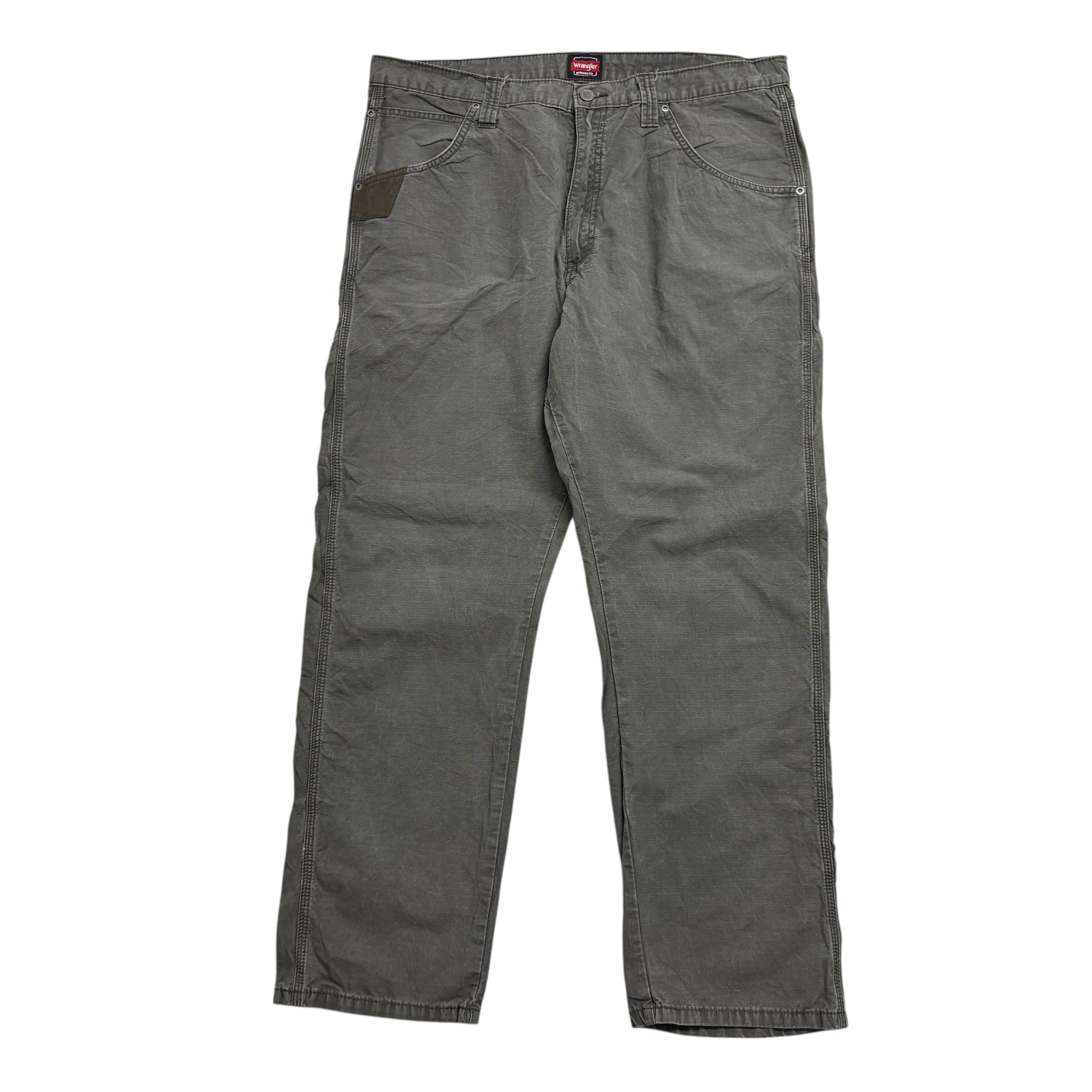 Wrangler Carpenter Pants W38 L32 Mens Olive Relaxed Straight Fit Cargo Trousers