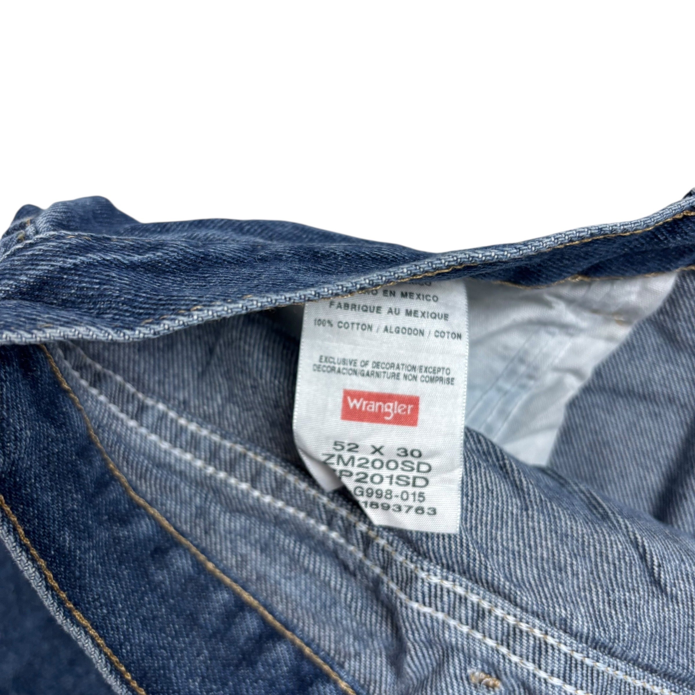 Wrangler Jeans W52 L28 Mens Mid Blue Relaxed Straight Fit Denim