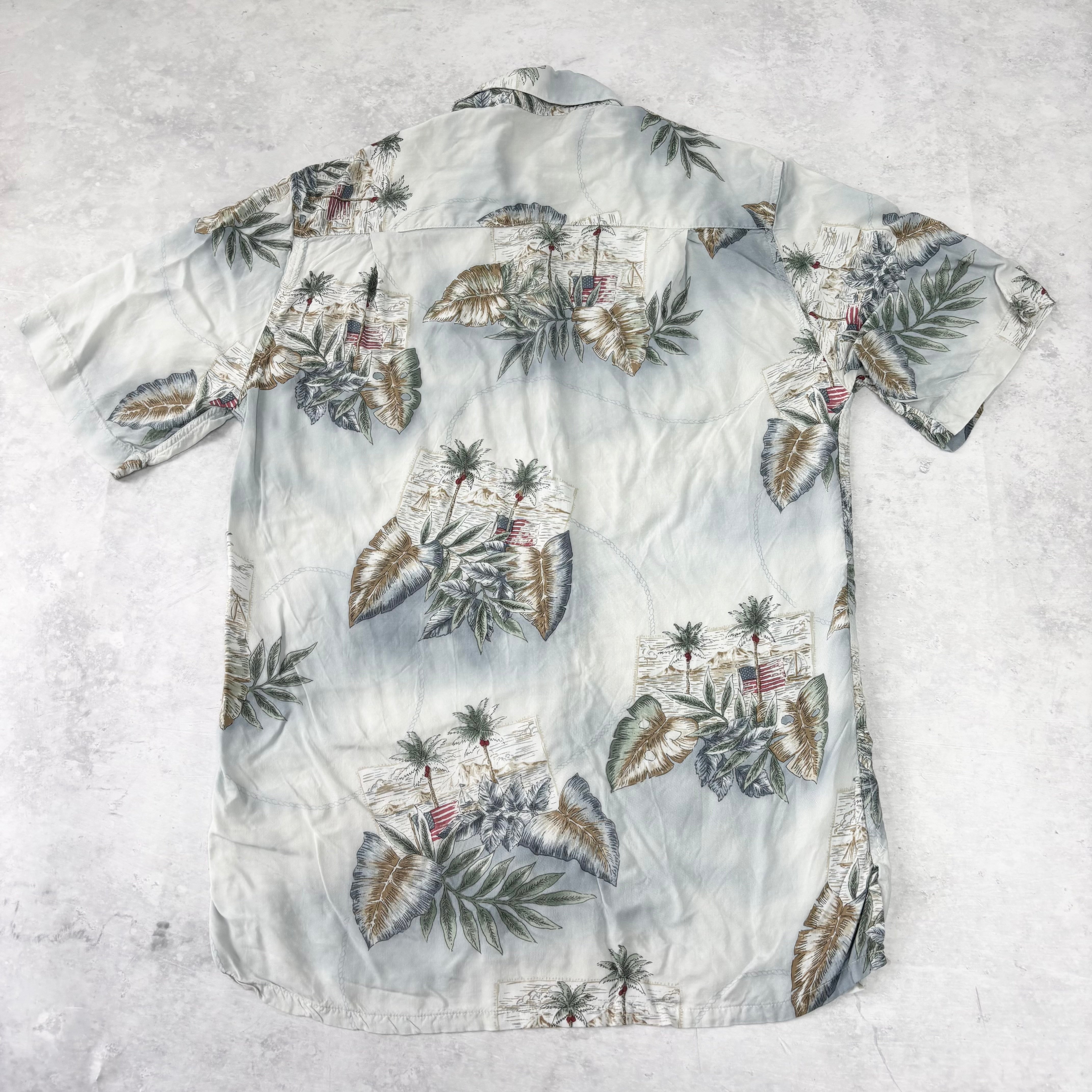Vintage Hawaiian Shirt Mens Small Blue Floral Aloha Short Sleeve Rayon (E)