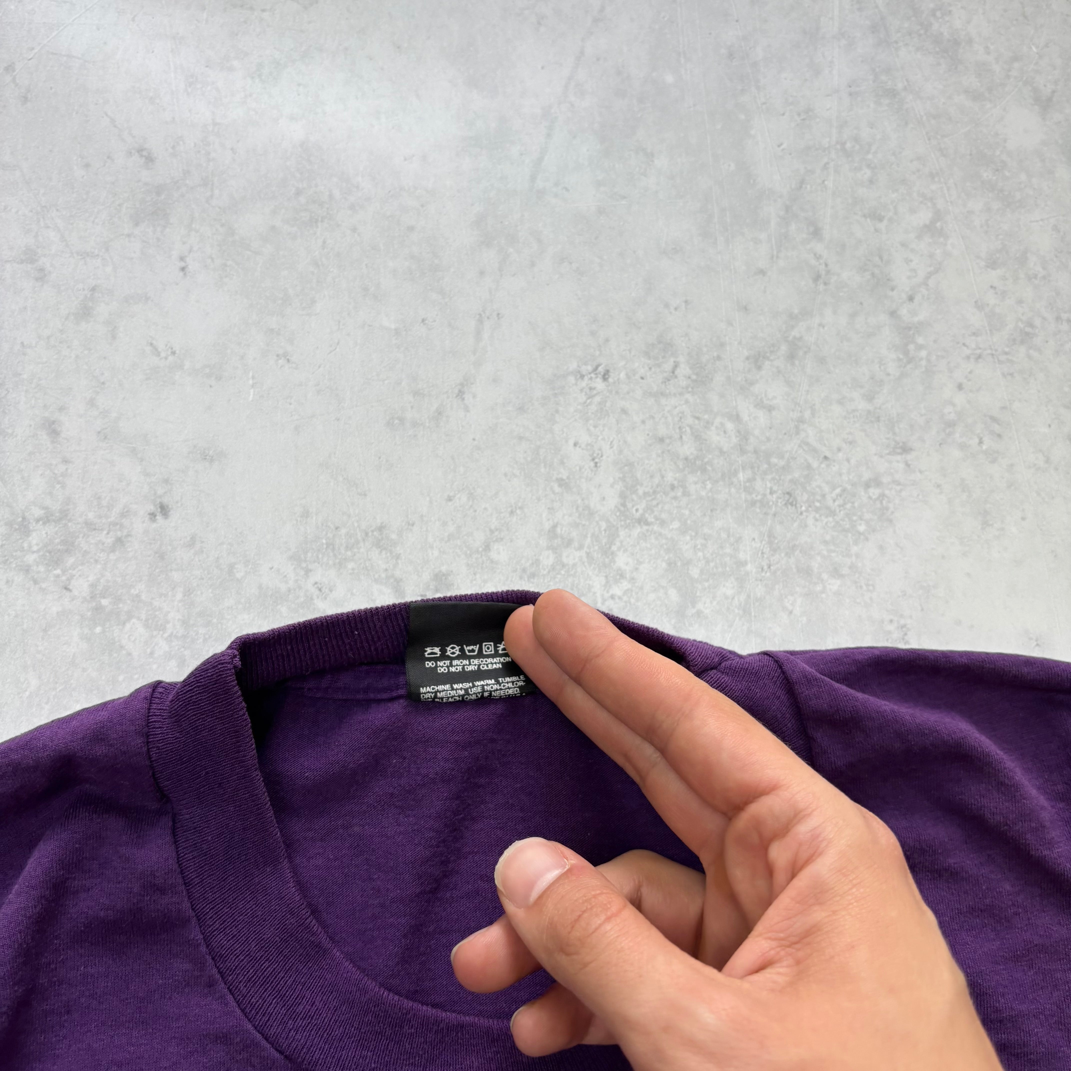 Vintage T Shirt Mens Large Purple Single Stitch Graphic Print 90s USA
