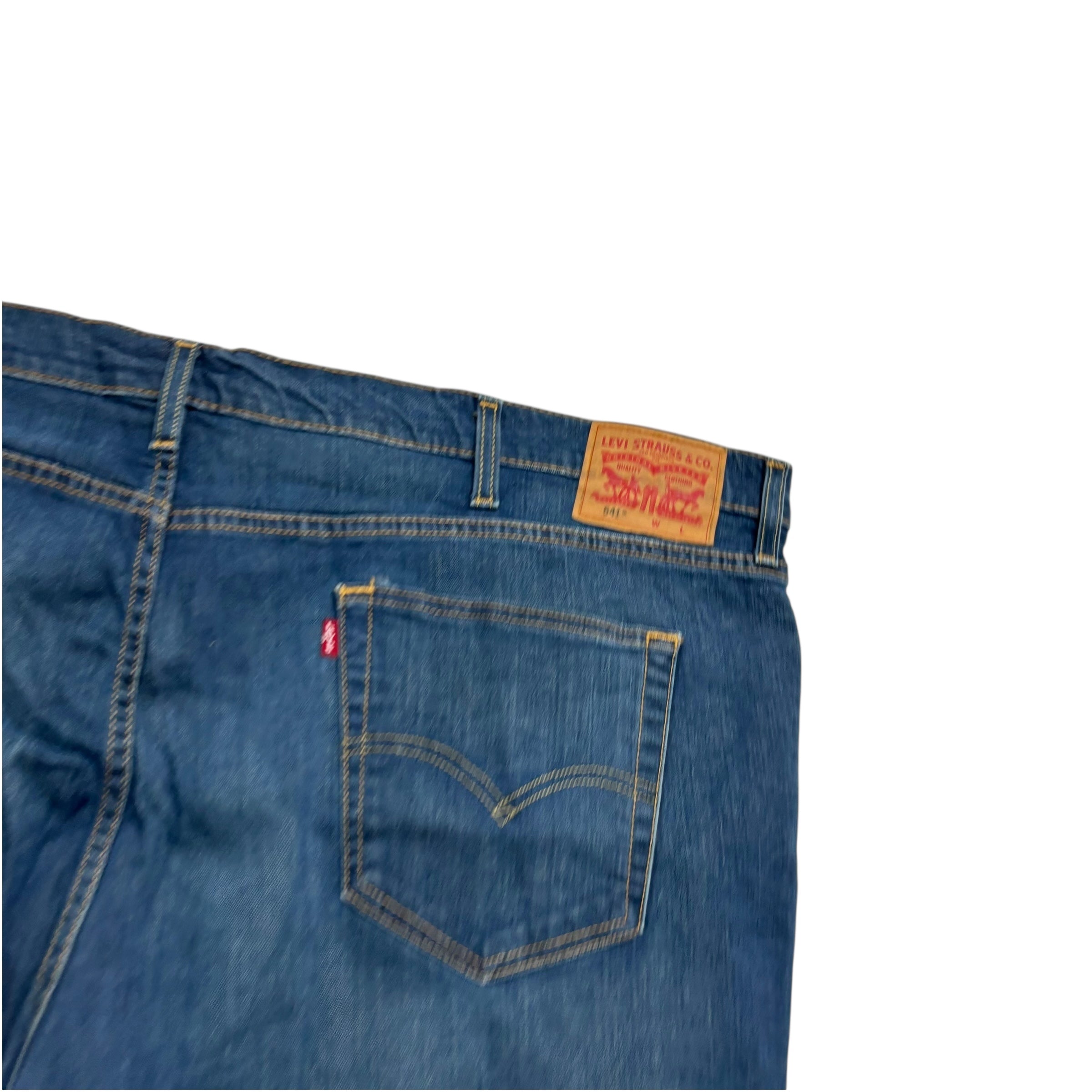 Levis 541 Jeans W52 L25 Mens Dark Blue Athletic Tapered Fit Stretch Denim (E)