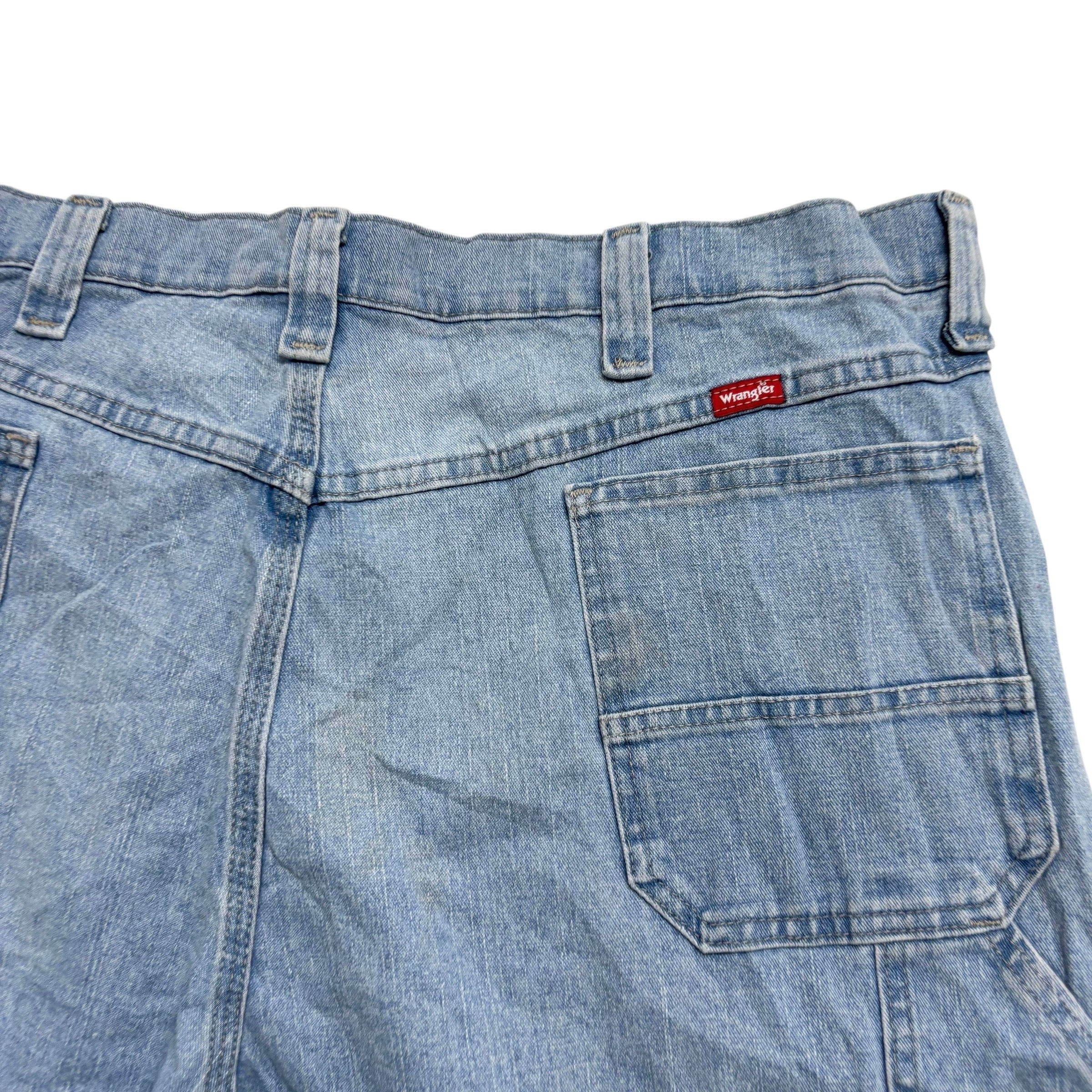 Wrangler Jorts W42 Mens Light Blue Denim Shorts Relaxed Stretch Carpenter (F)