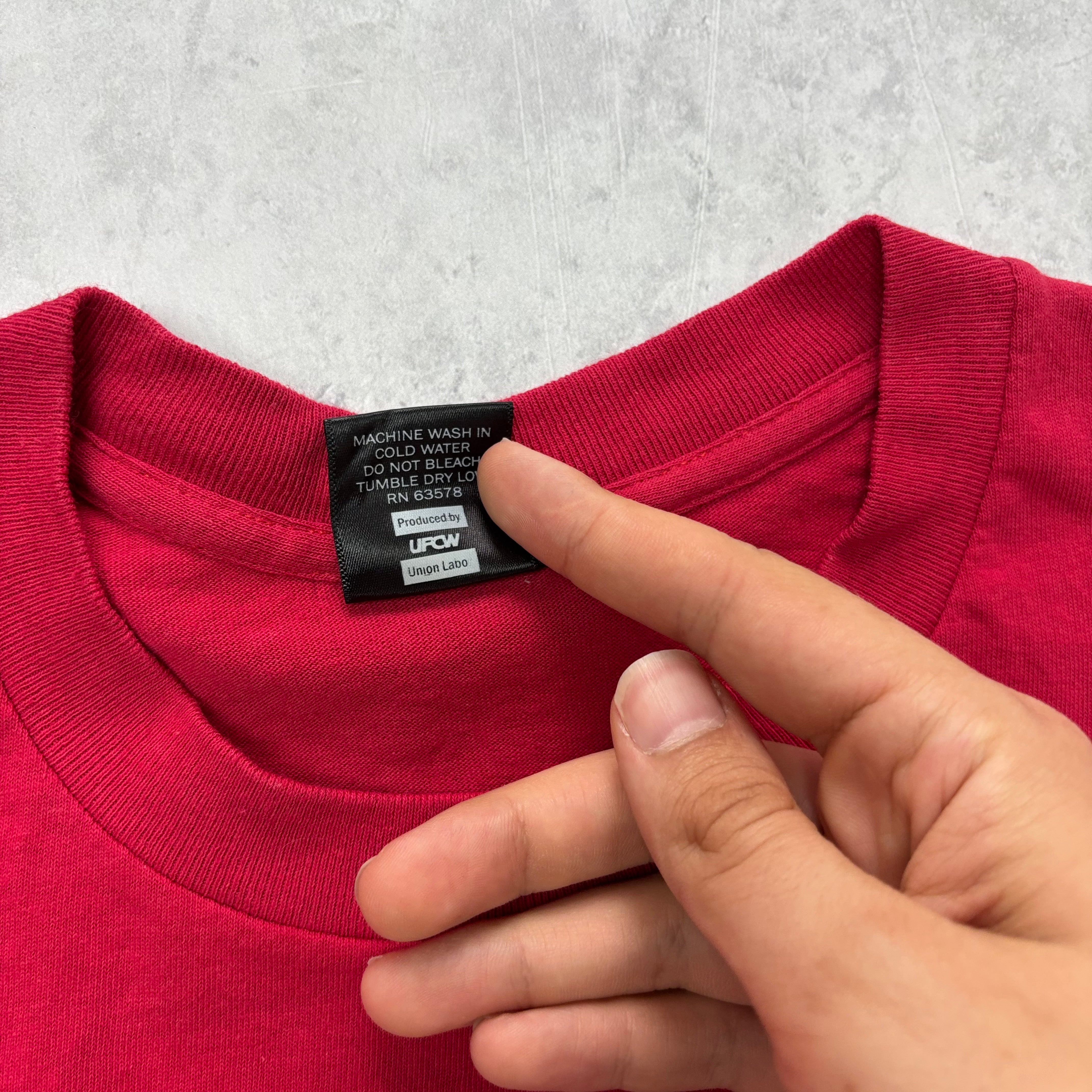 Vintage T Shirt Mens Large Red Single Stitch Graphic Print Y2K Union (E)