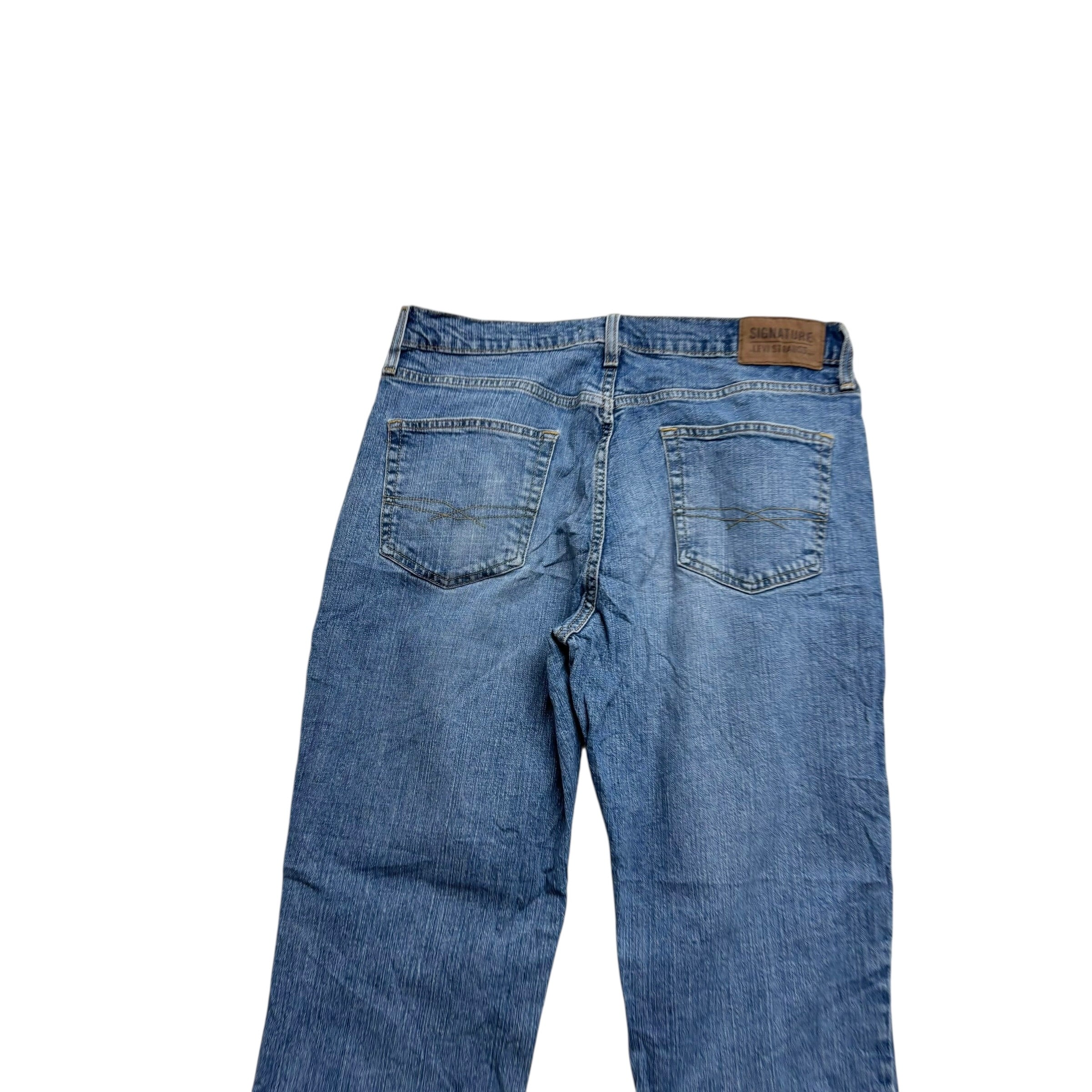 Levis Signature Jeans W34 L29 Mens Mid Blue Athletic Tapered Stretch Denim (E)