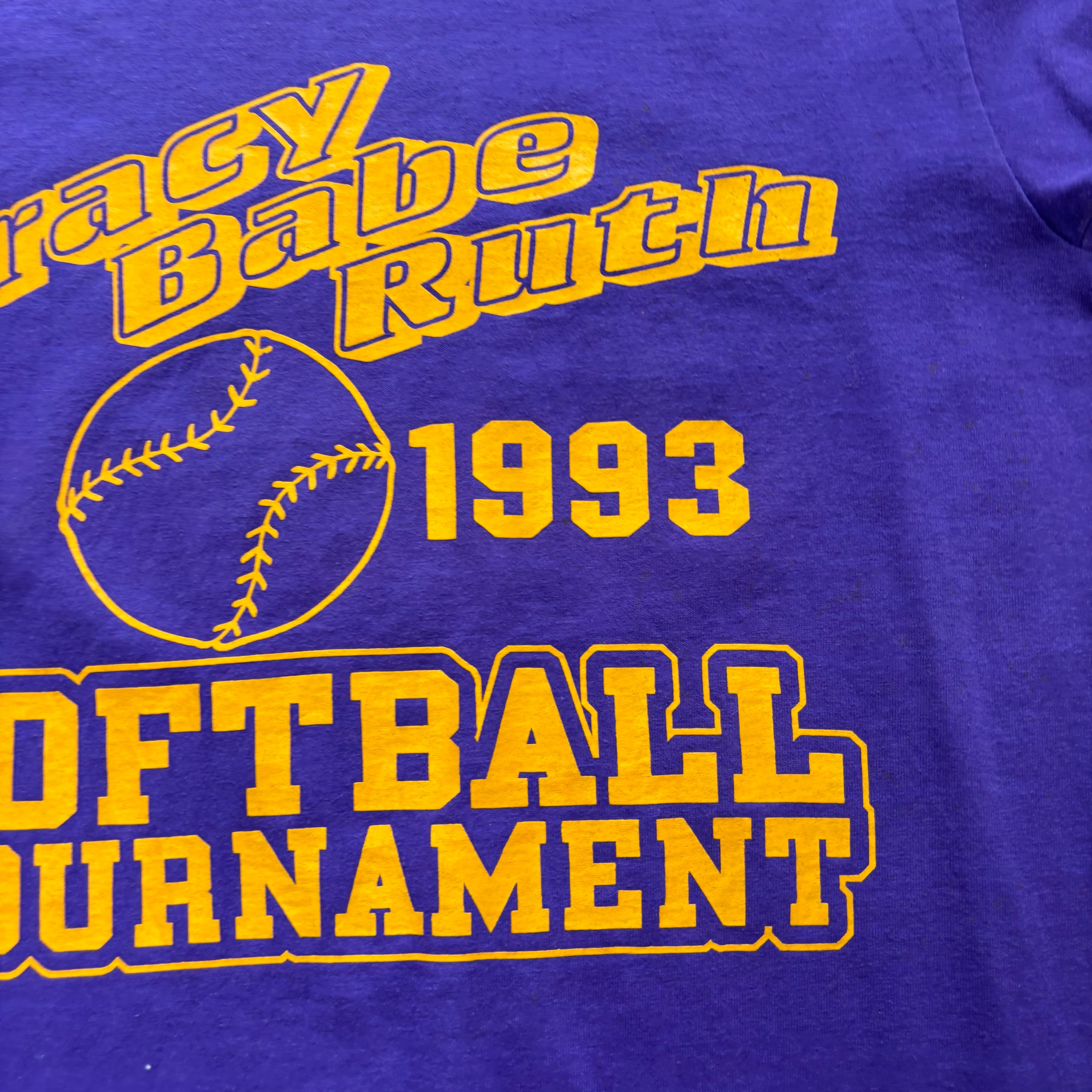 Vintage T Shirt Mens XS Purple Single Stitch Graphic Print 90s Softball (E)