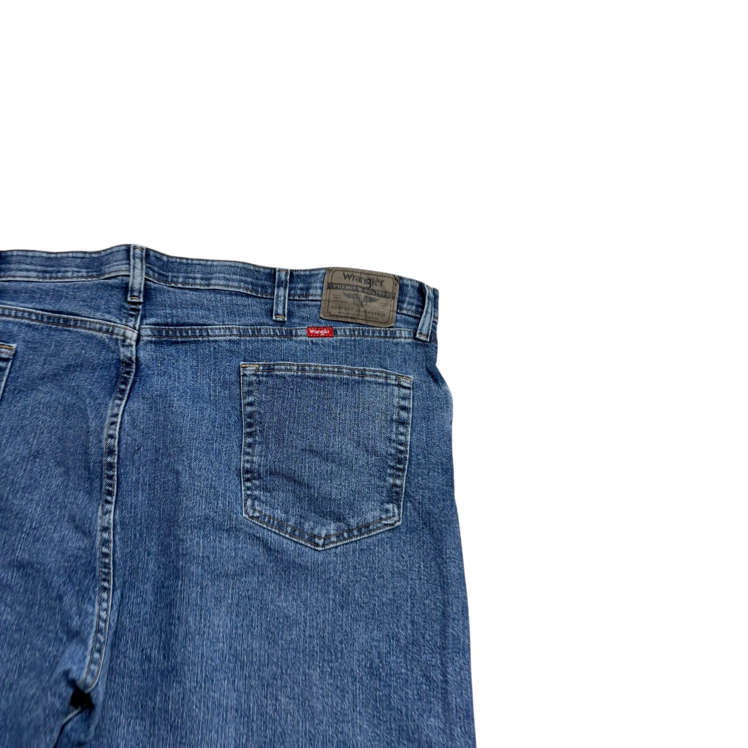 Wrangler Jeans W46 L29 Mens Mid Blue Regular Straight Fit Stretch Denim (E)