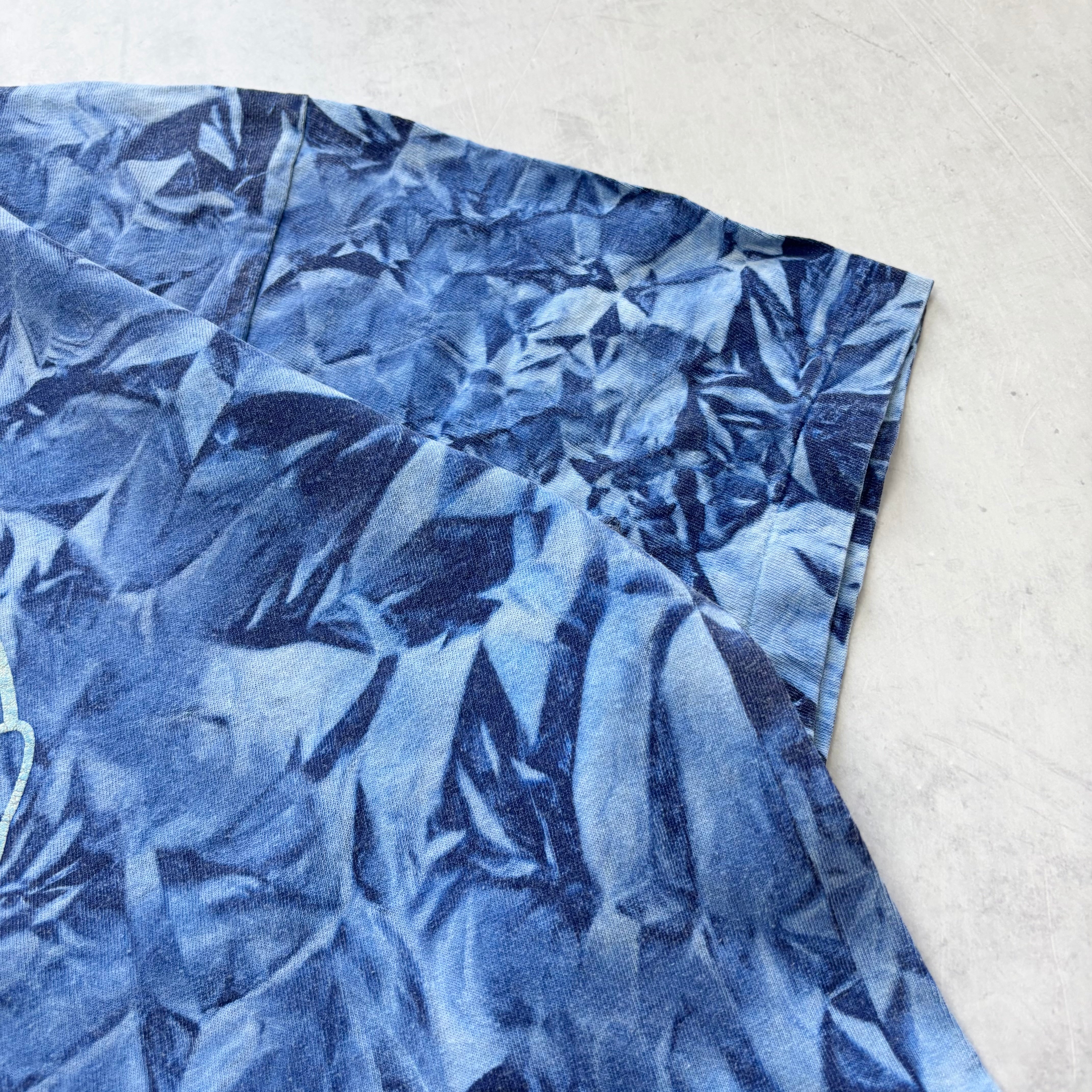 Vintage T Shirt Mens XL Blue Single Stitch Graphic Print 90s Tie Die