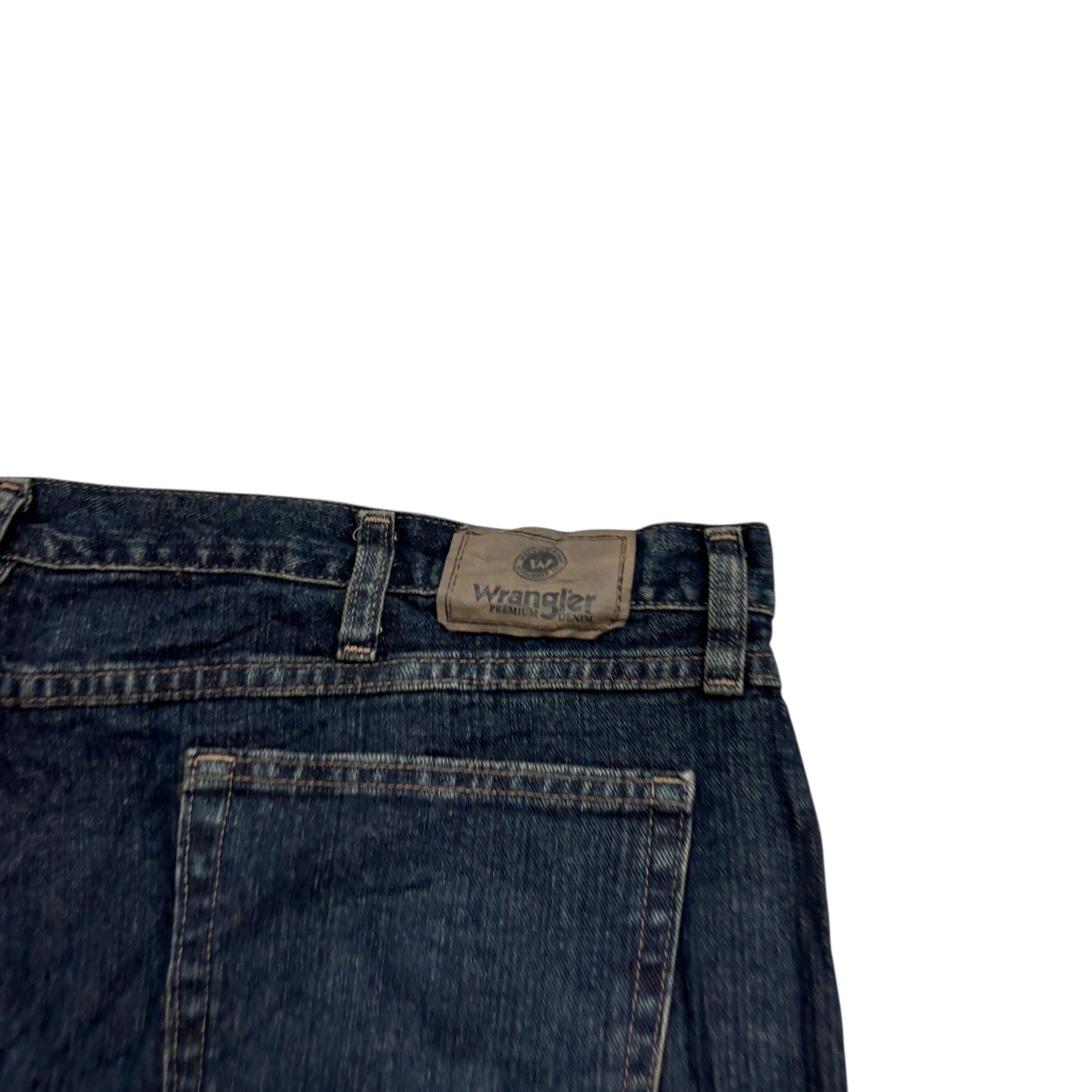 Wrangler Jeans W42 L32 Mens Dark Blue Baggy Relaxed Straight Fit Denim (E)