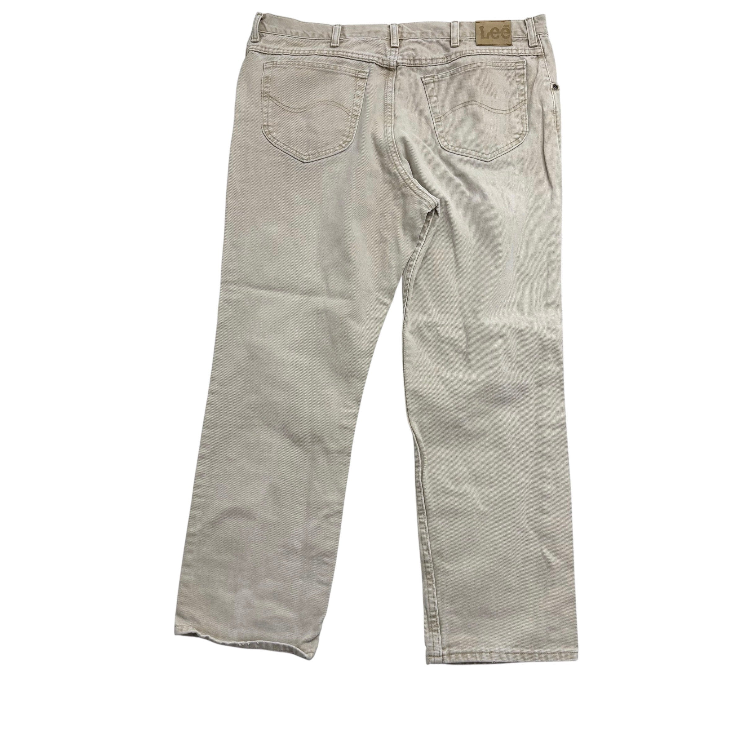 Lee Jeans W38 L30 Mens Regular Straight Fit Cream Tan Vintage USA Made Denim