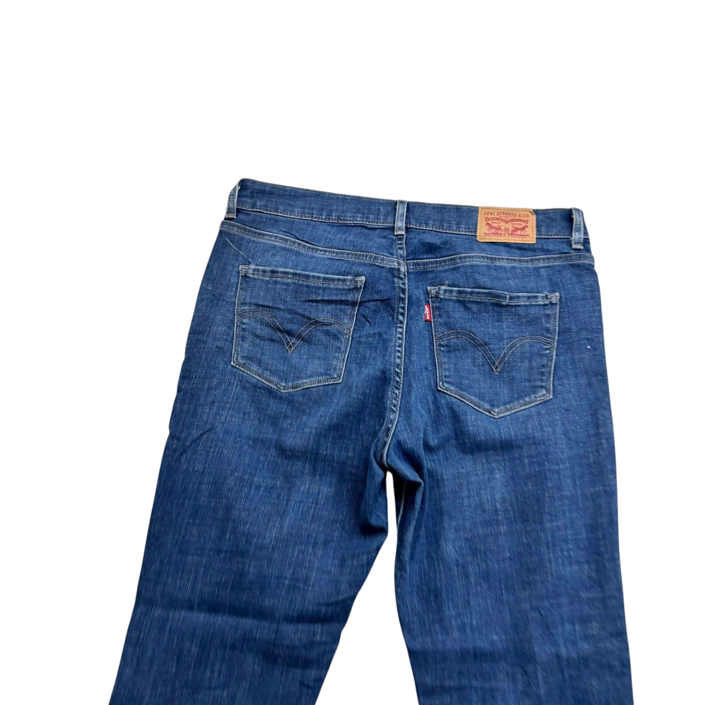 Levis Jeans W30 L30 Womens Classic Straight Fit Dark Blue Stretch Denim (E)