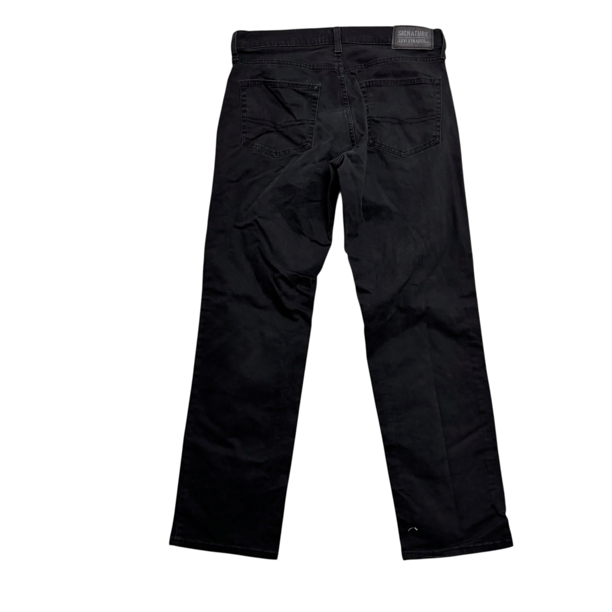 Levis Signature Trousers W32 L31 Mens Black Athletic Straight Stretch Pants (E)