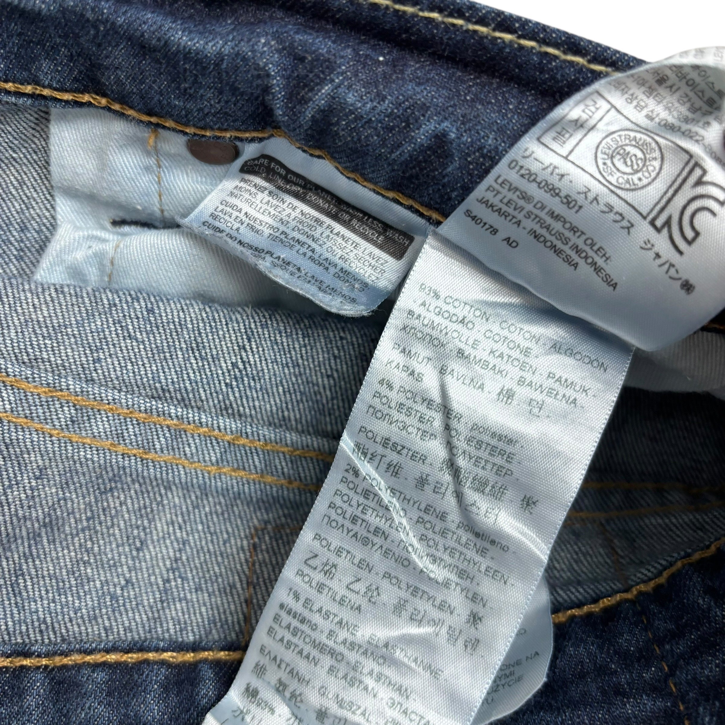 Levis 541 Jeans W34 L34 Mens Dark Blue Athletic Tapered Fit Stretch Denim (E)