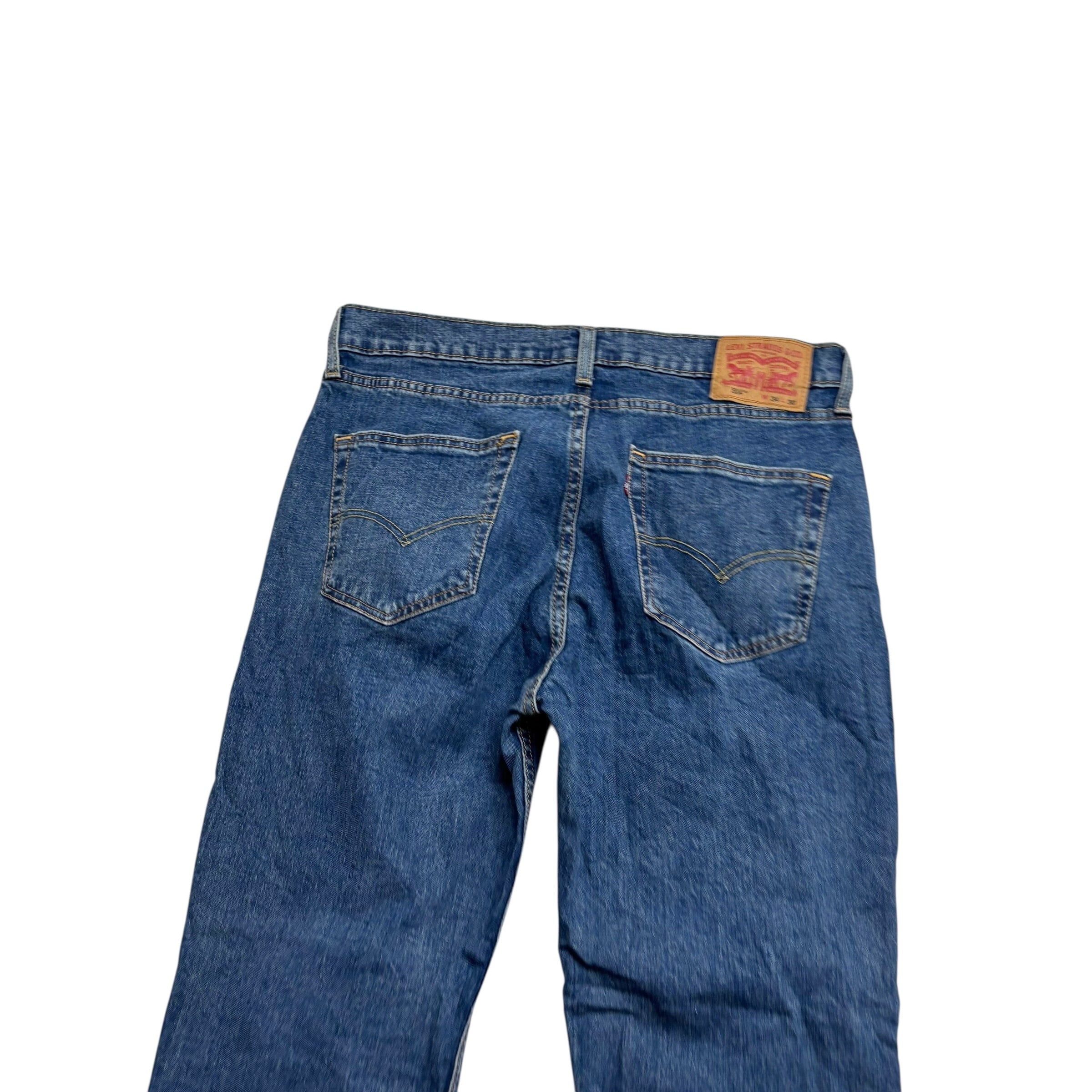 Levis 514 Jeans W34 L30 Mens Mid Blue Regular Straight Fit Stretch Denim (E)