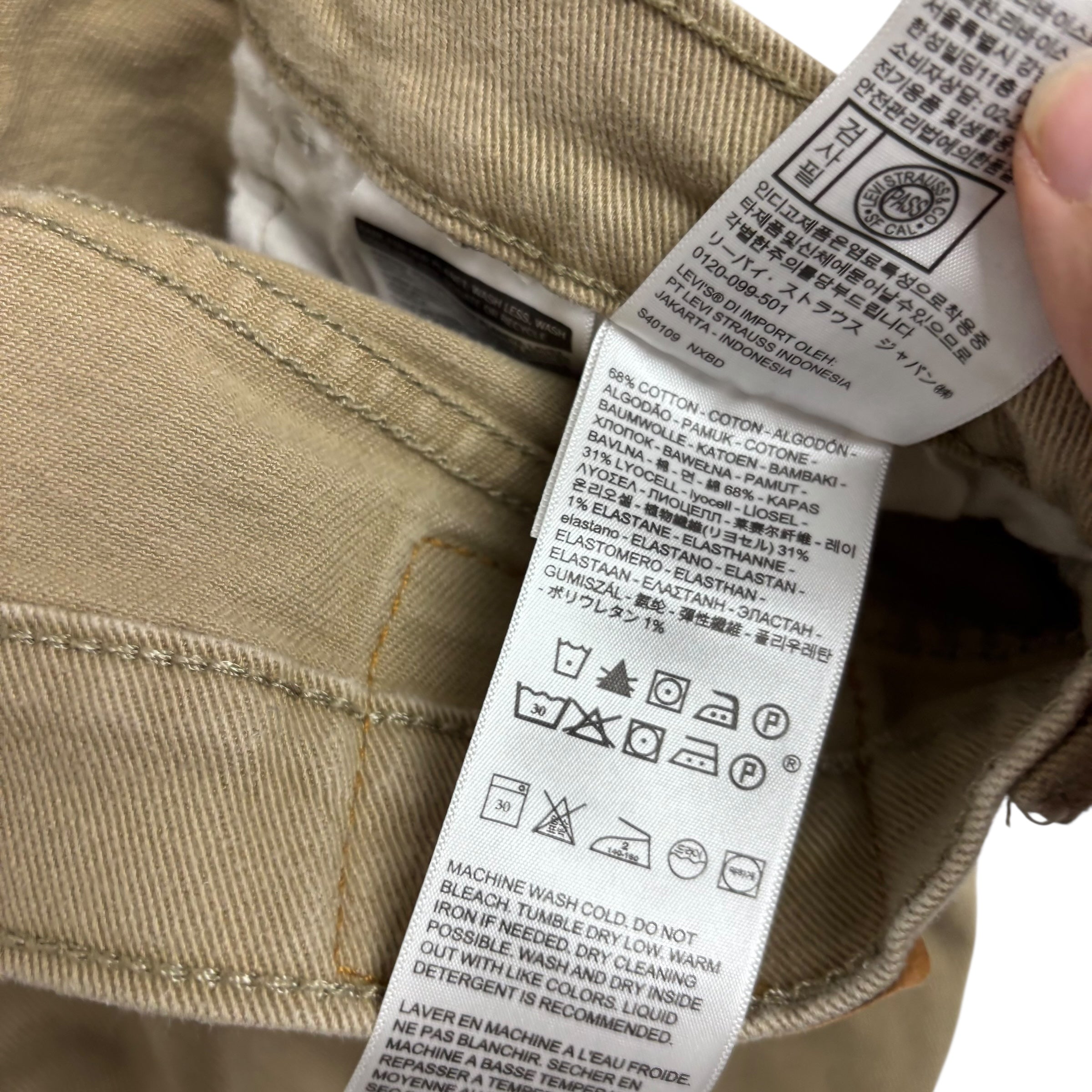 Levis 502 Trousers W34 L31 Mens Beige Regular Tapered Fit Stretch Pants