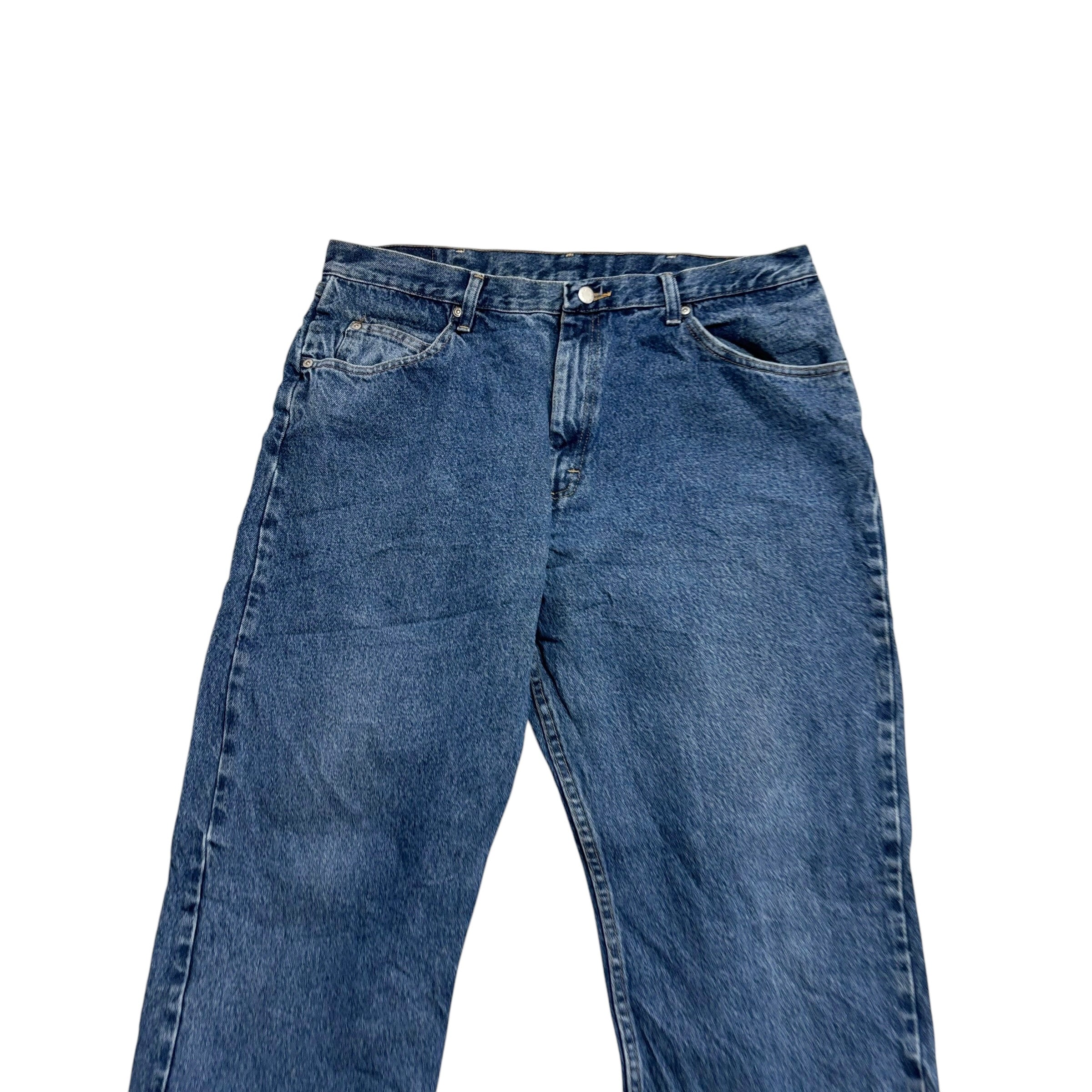 Wrangler Jeans W38 L30 Mens Mid Blue Relaxed Straight Fit Denim (E)