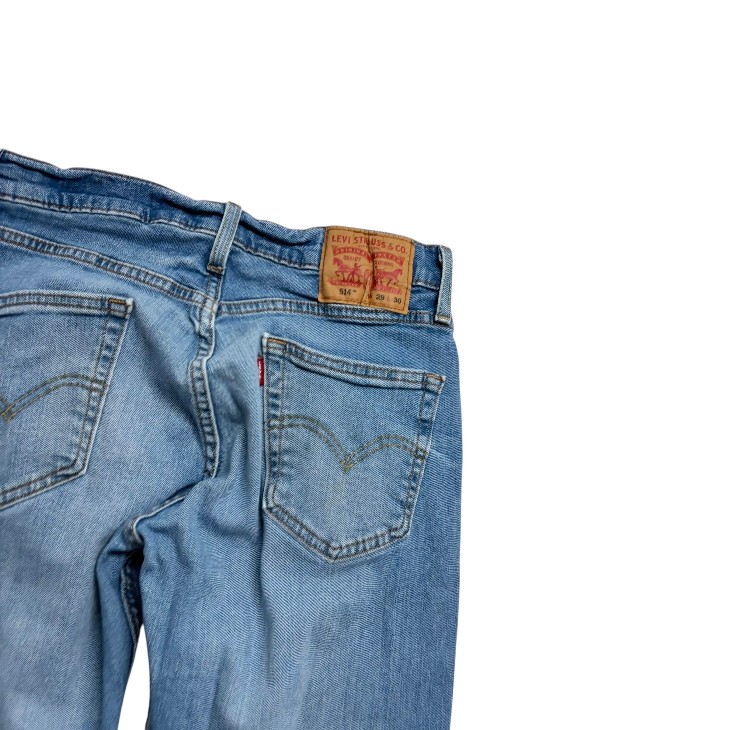 Levis 514 Jeans W29 L30 Mens Light Blue Slim Straight Fit Stretch Denim (F)