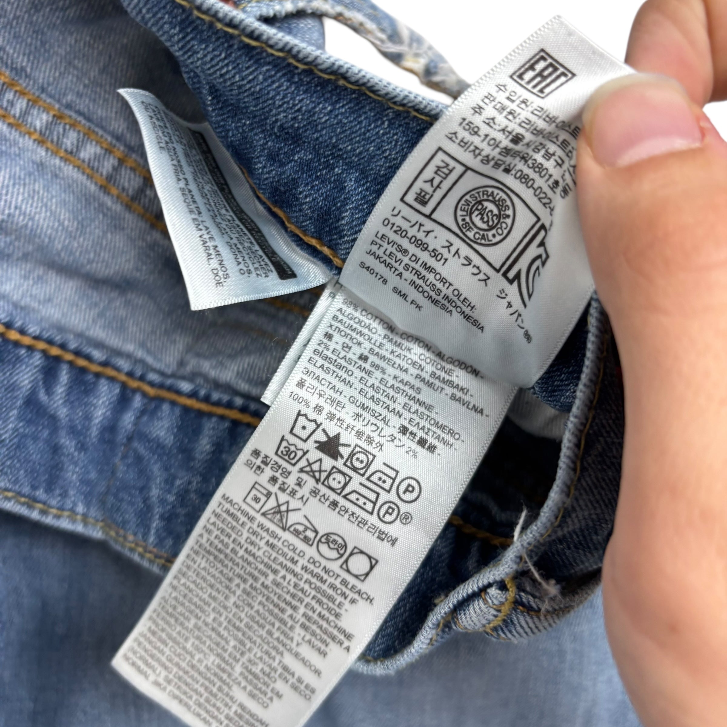 Levis 504 Jeans W34 L32 Mens Mid Blue Regular Straight Fit Stretch Denim (F)