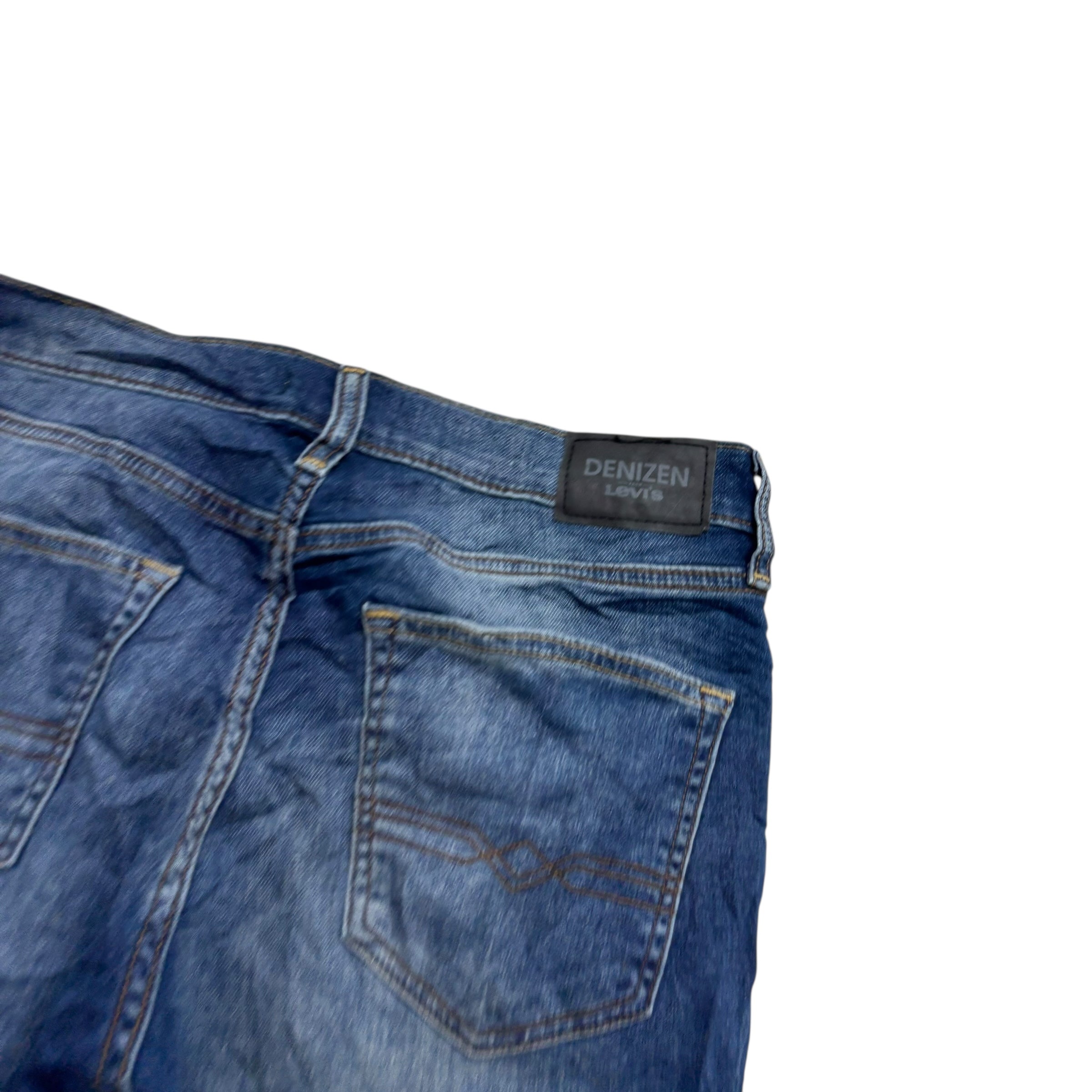 Levis Denizen Jeans W32 L34 Mens Dark Blue Slim Fit Stretch Denim (E)