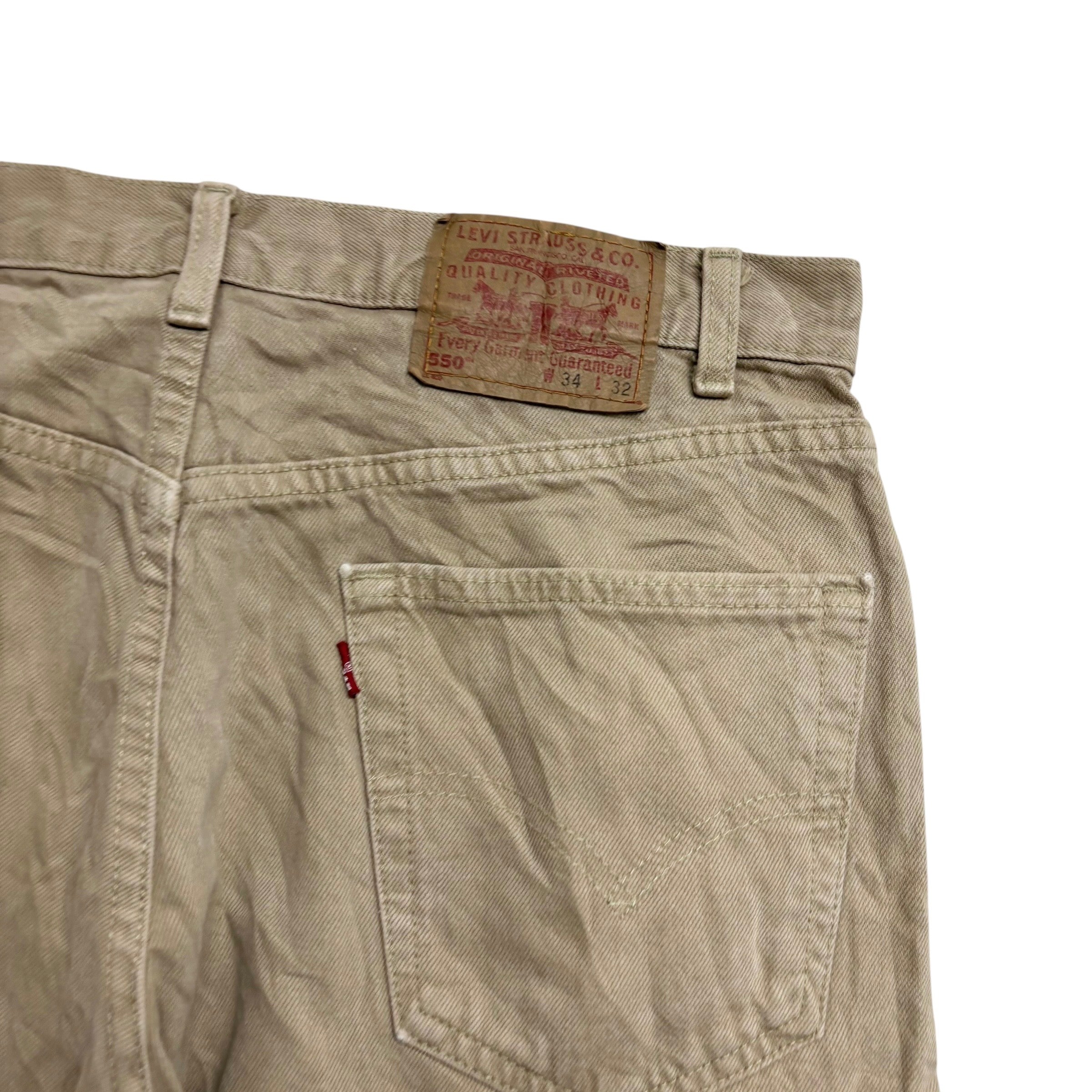 Levis 550 Jeans W34 L32 Mens Tan Relaxed Straight Made In USA Vintage Denim (E)