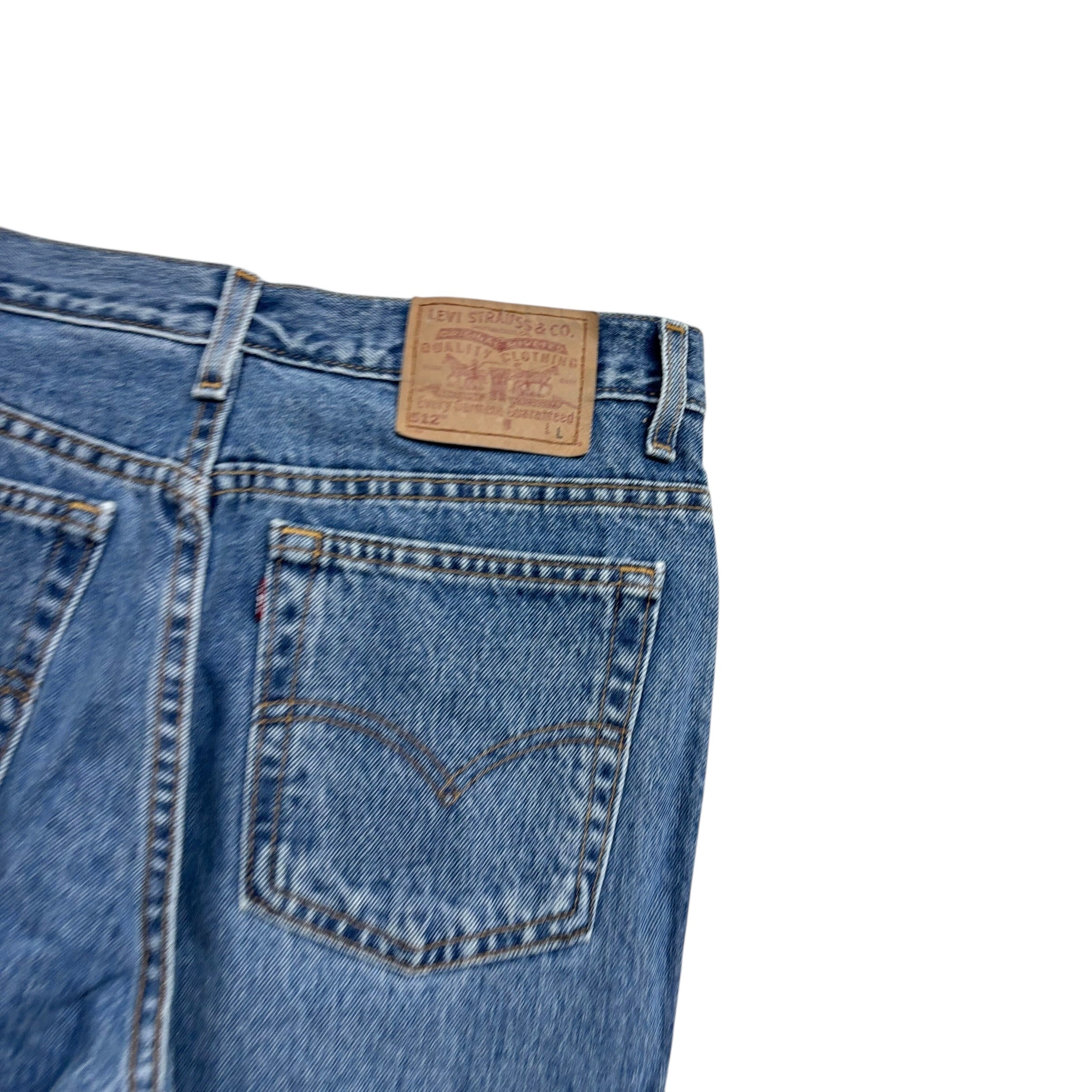 Levis 512 Jeans W32 L33 Womens Mid Blue Slim Tapered Made In USA Vintage (E)