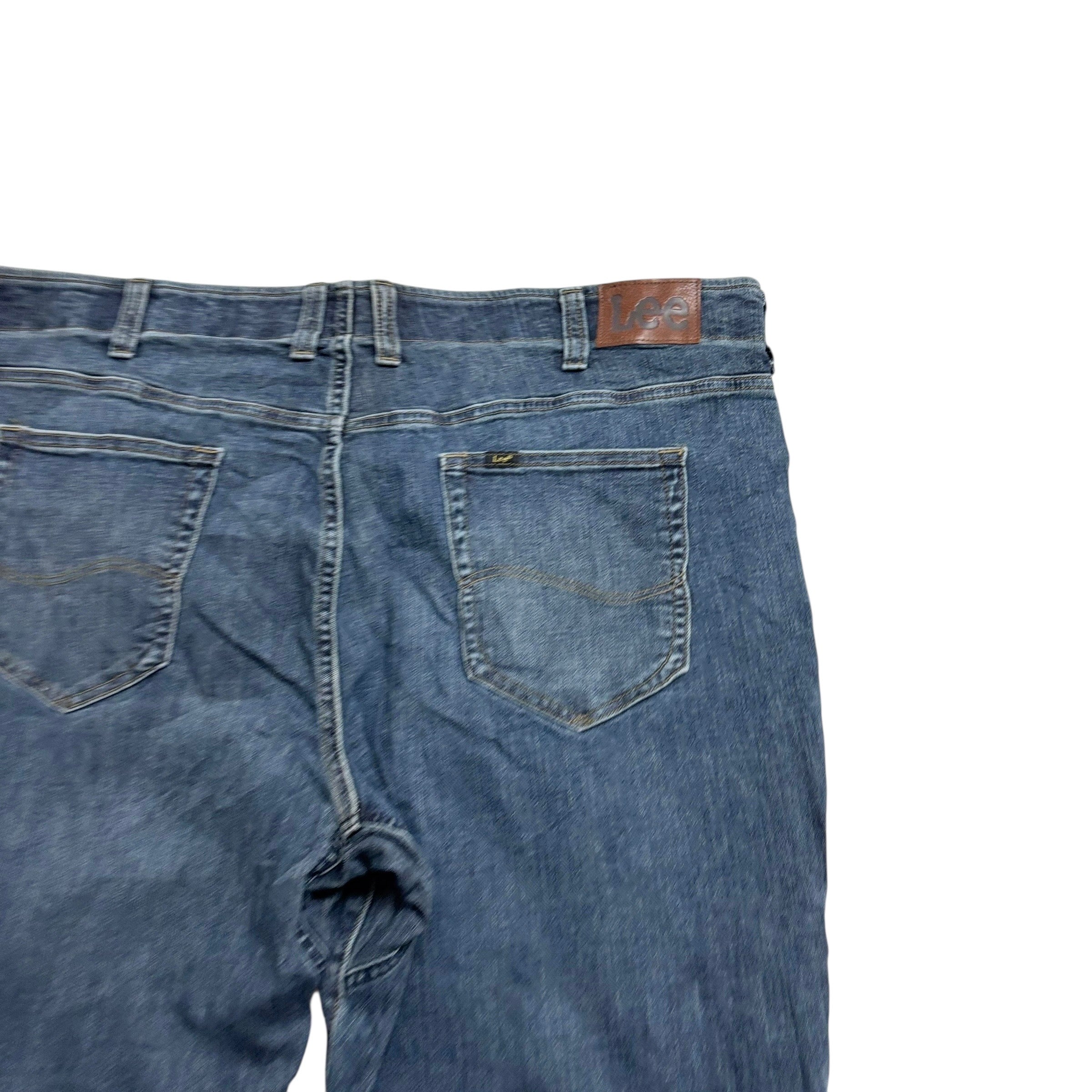 Lee Jeans W46 L30 Mens Mid Blue Relaxed Straight Fit Stretch Denim (E)