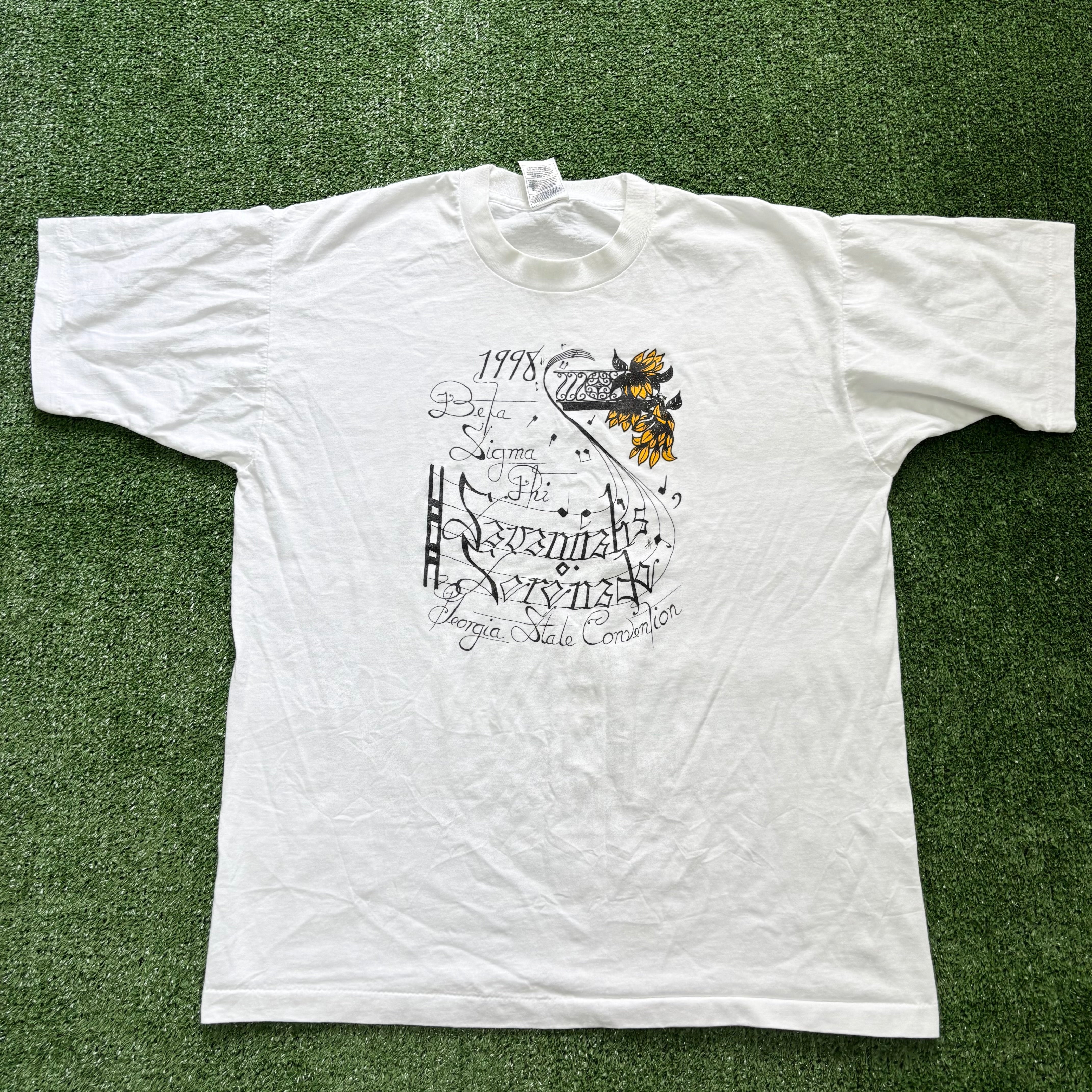 Vintage T Shirt Mens Large White Single Stitch Graphic Print 90s USA (E)